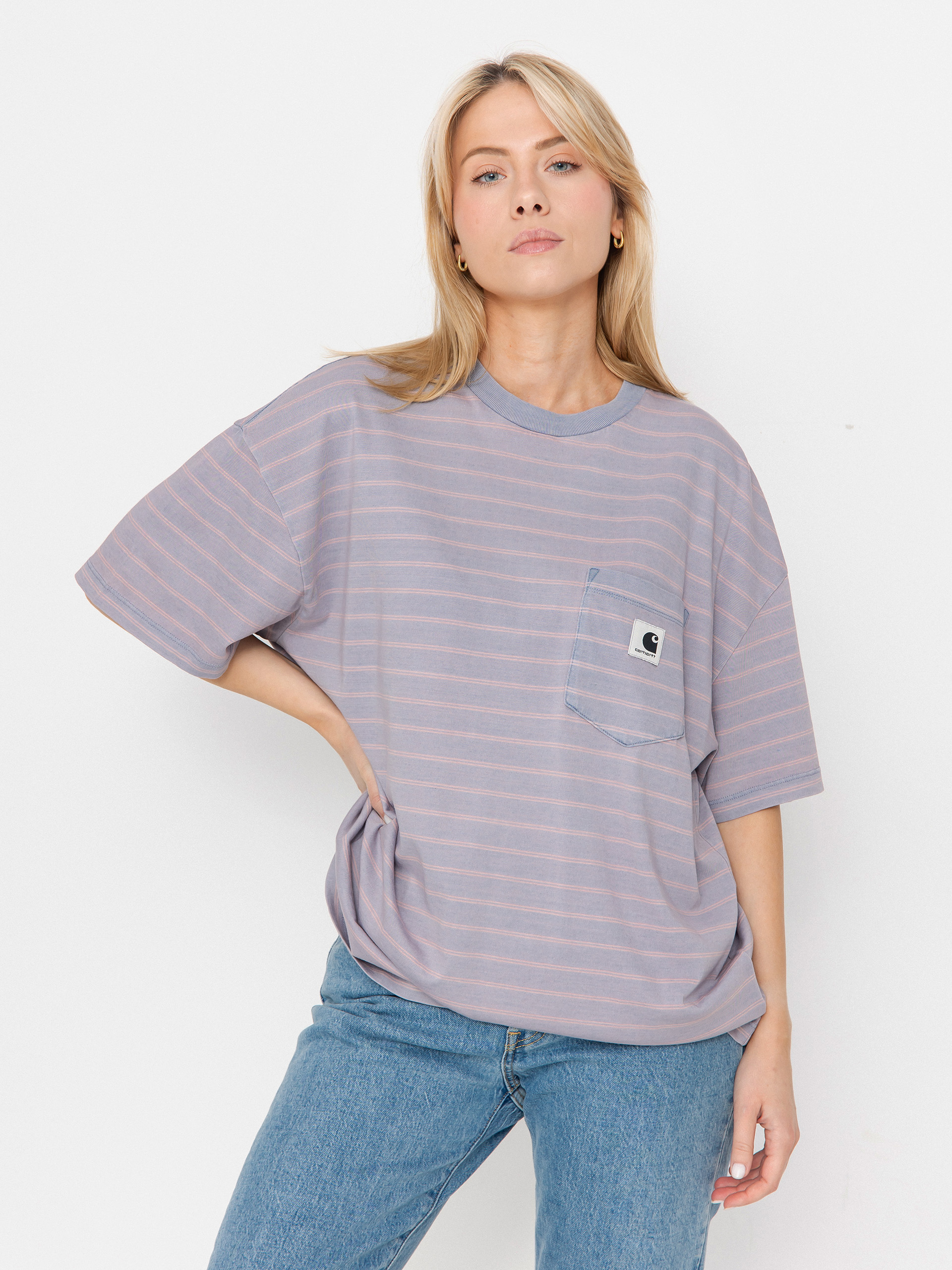 Tricou Carhartt WIP Brodina Wmn (brodina stripe/hortensia/indigo overdyed)