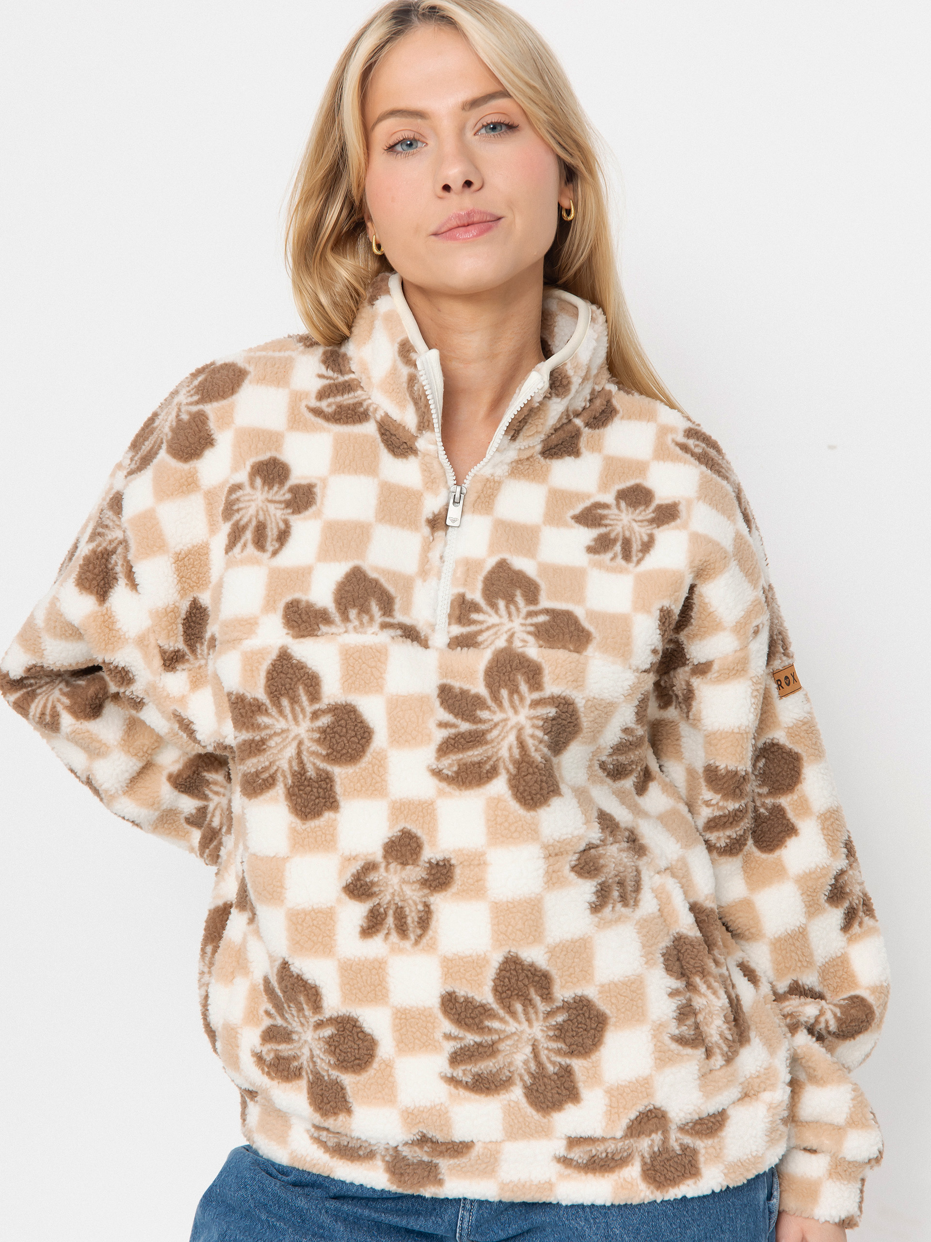 Pentru femei Hanorac din fleece Roxy Jive Talking Bonded (egret hibi square)