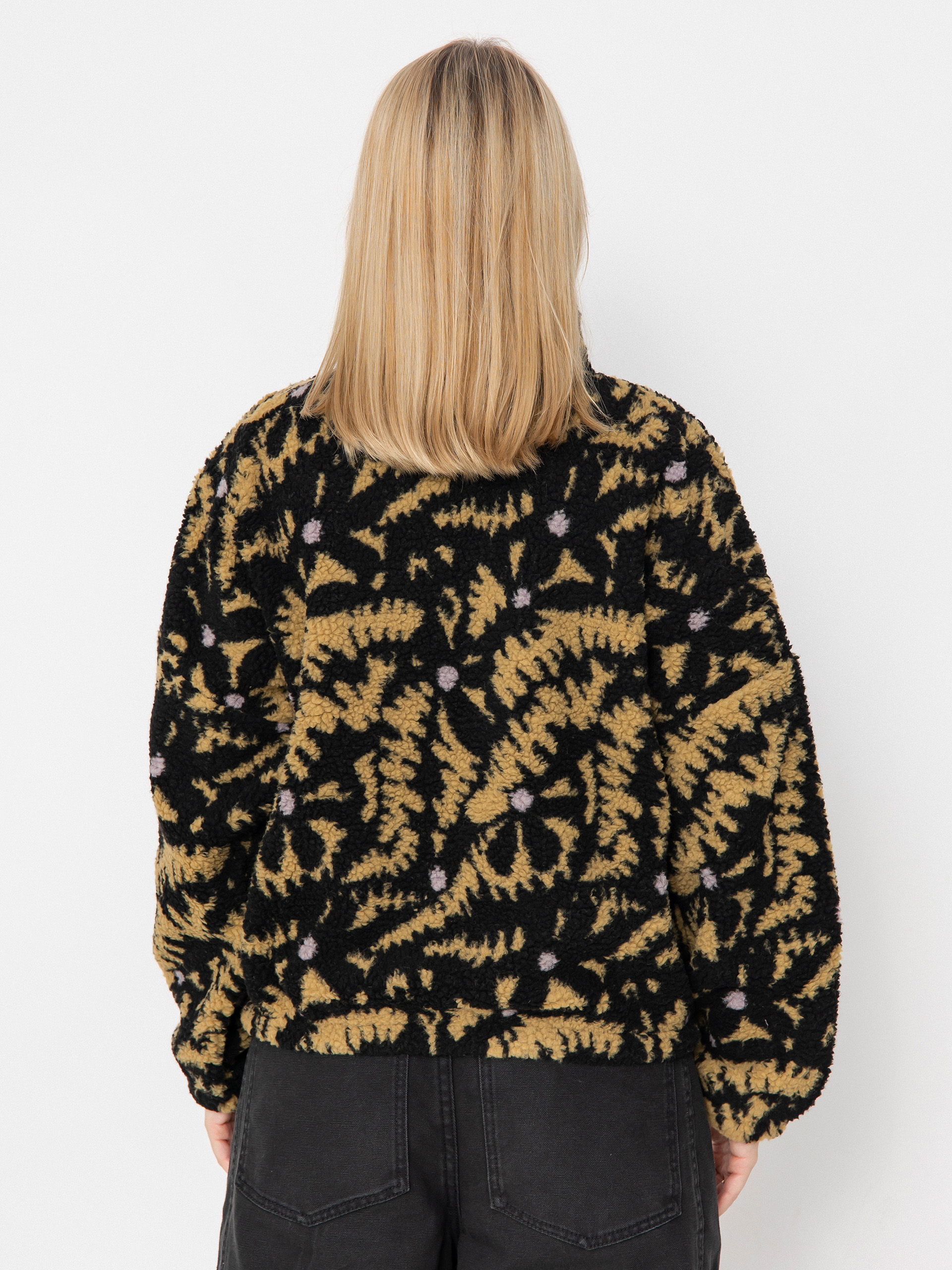 Pentru femei Hanorac din fleece Roxy Boundless Spirit Zippered (anthracite big flowers)