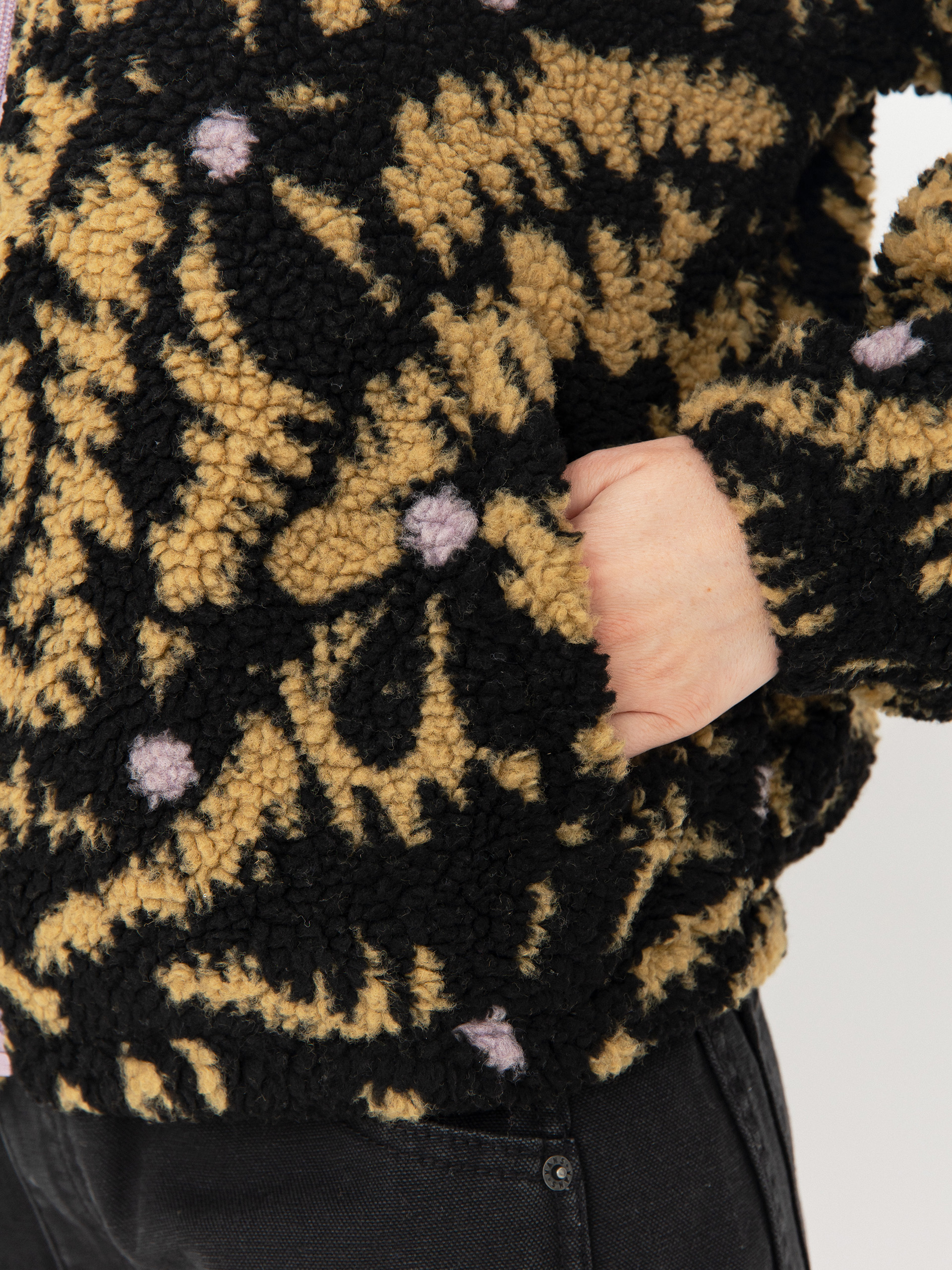 Pentru femei Hanorac din fleece Roxy Boundless Spirit Zippered (anthracite big flowers)