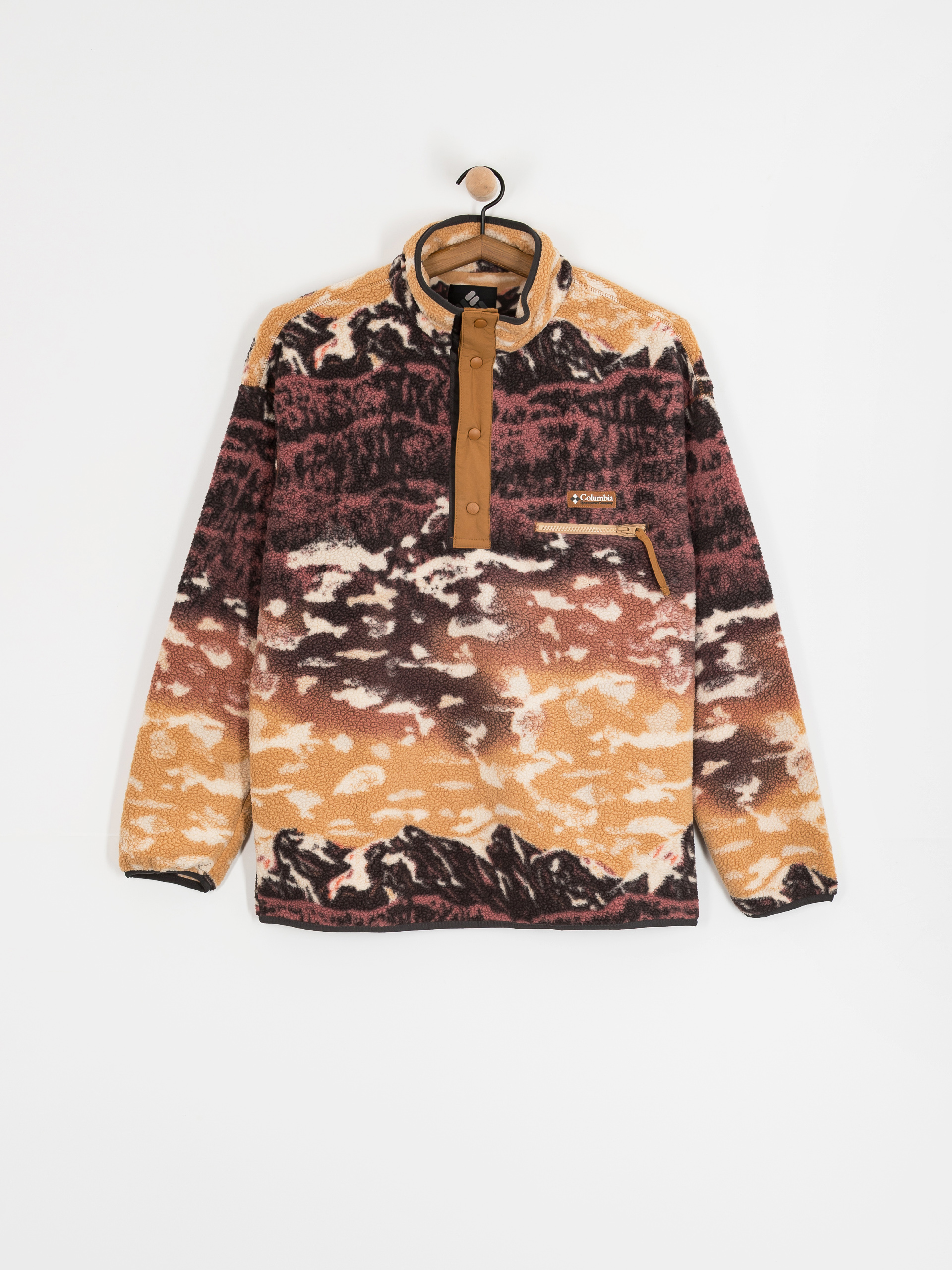 Pentru bărbați Hanorac din fleece Columbia Helvetia II Printed Half Snap (camel brown sisters)