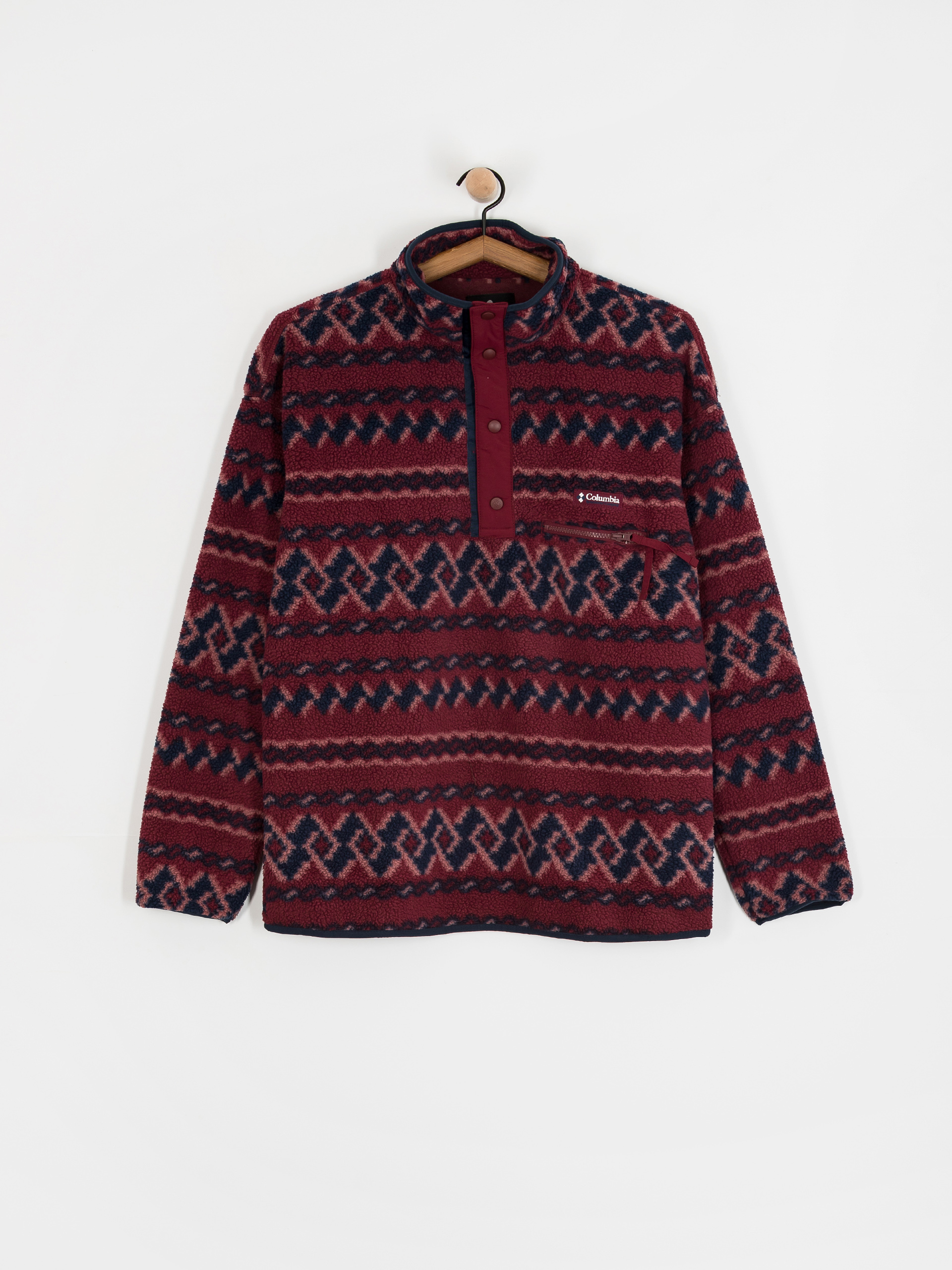 Pentru bărbați Hanorac din fleece Columbia Helvetia II Printed Half Snap (rich wine knitknot)