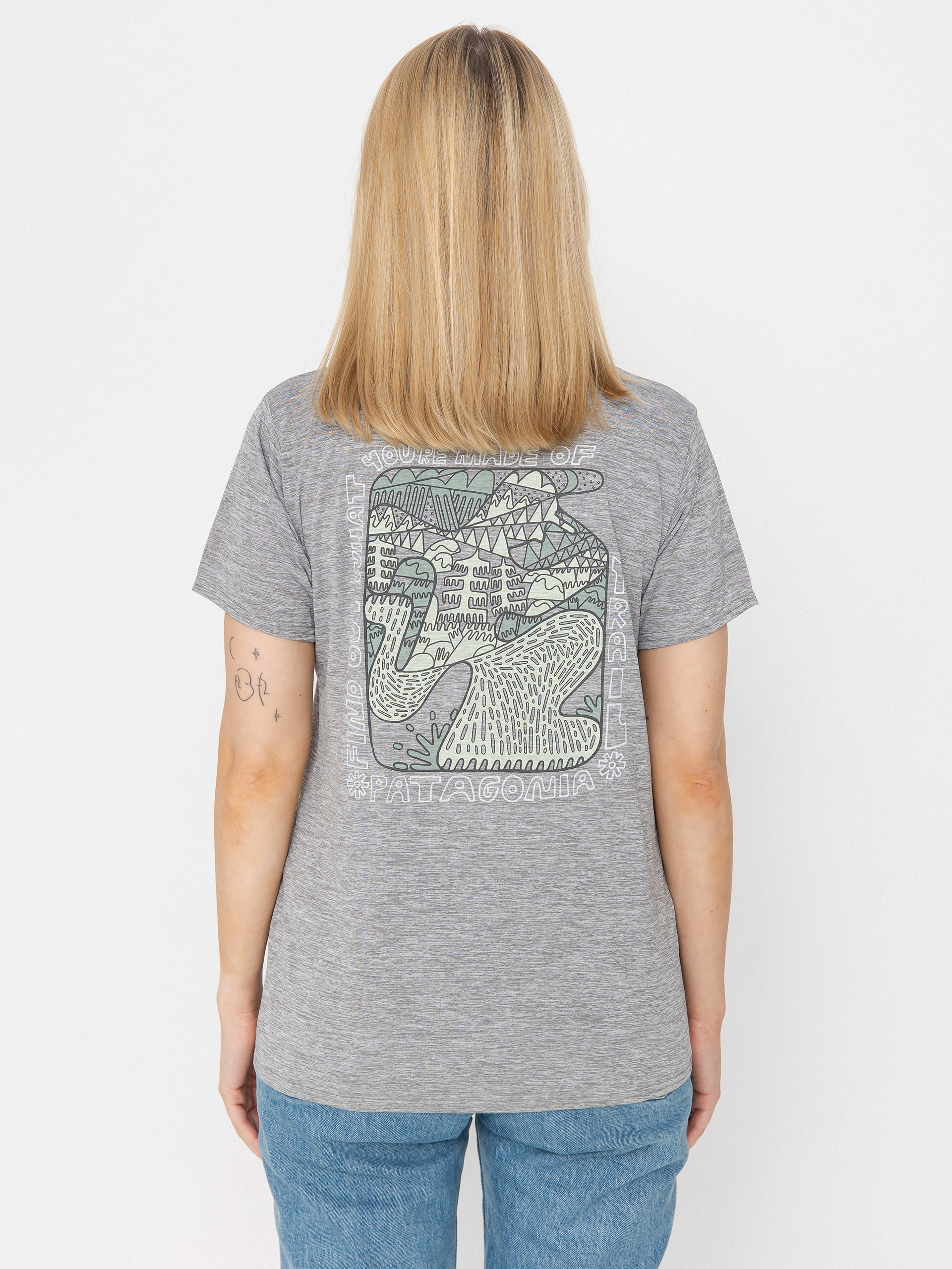 Tricou Patagonia Cap Cool Daily Graphic Lands Wmn (made of feather grey)