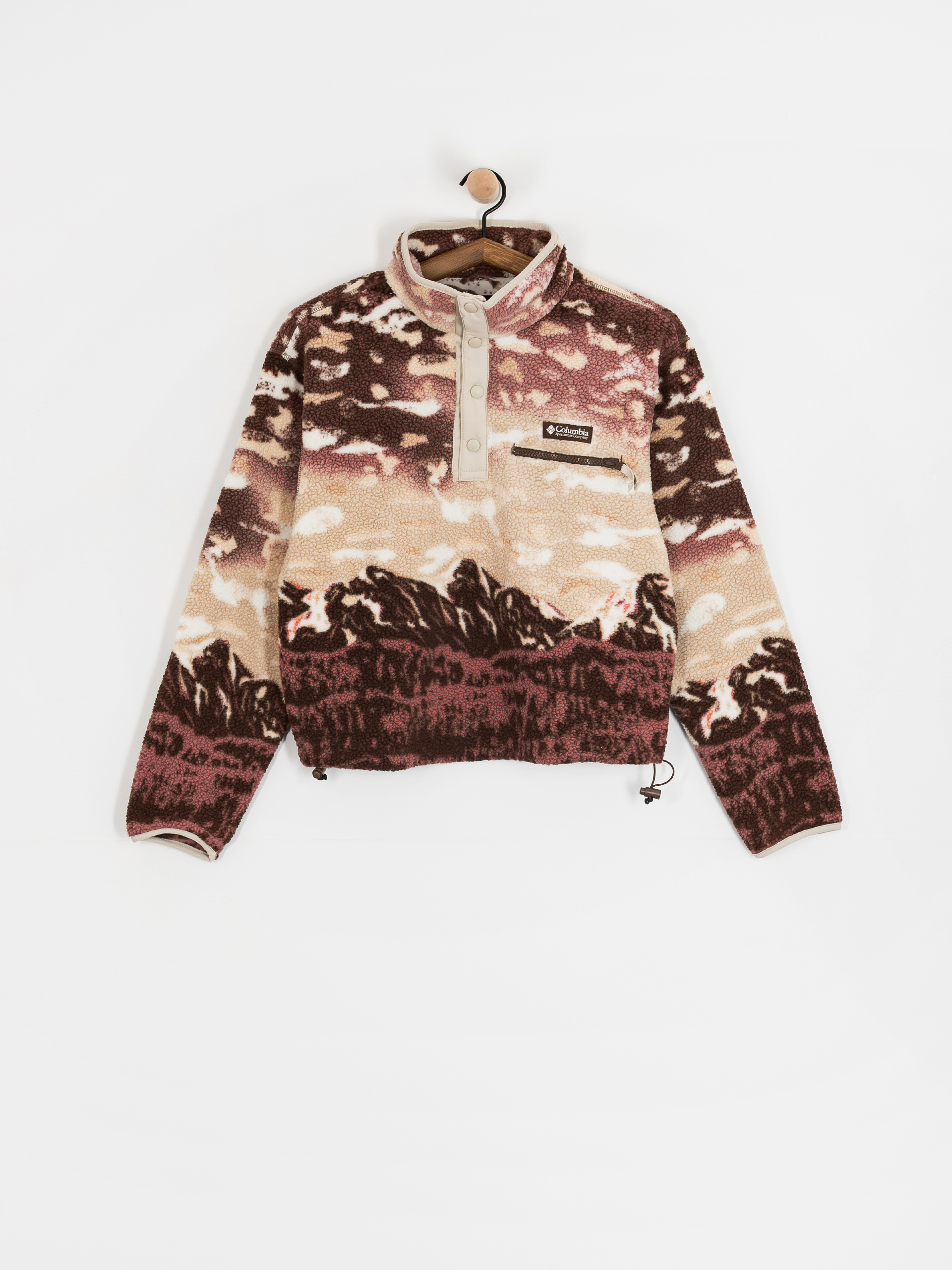 Pentru femei Hanorac din fleece Columbia Helvetia II Printed Cropped Half Snap (tobacco sisters/dark stone)