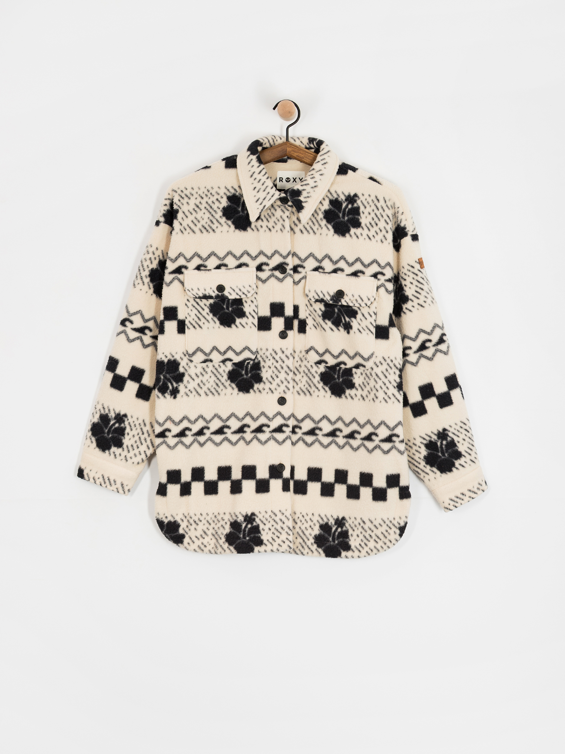 Pentru femei Hanorac din fleece Roxy Morning Crush Shacket (parchment morning crush)