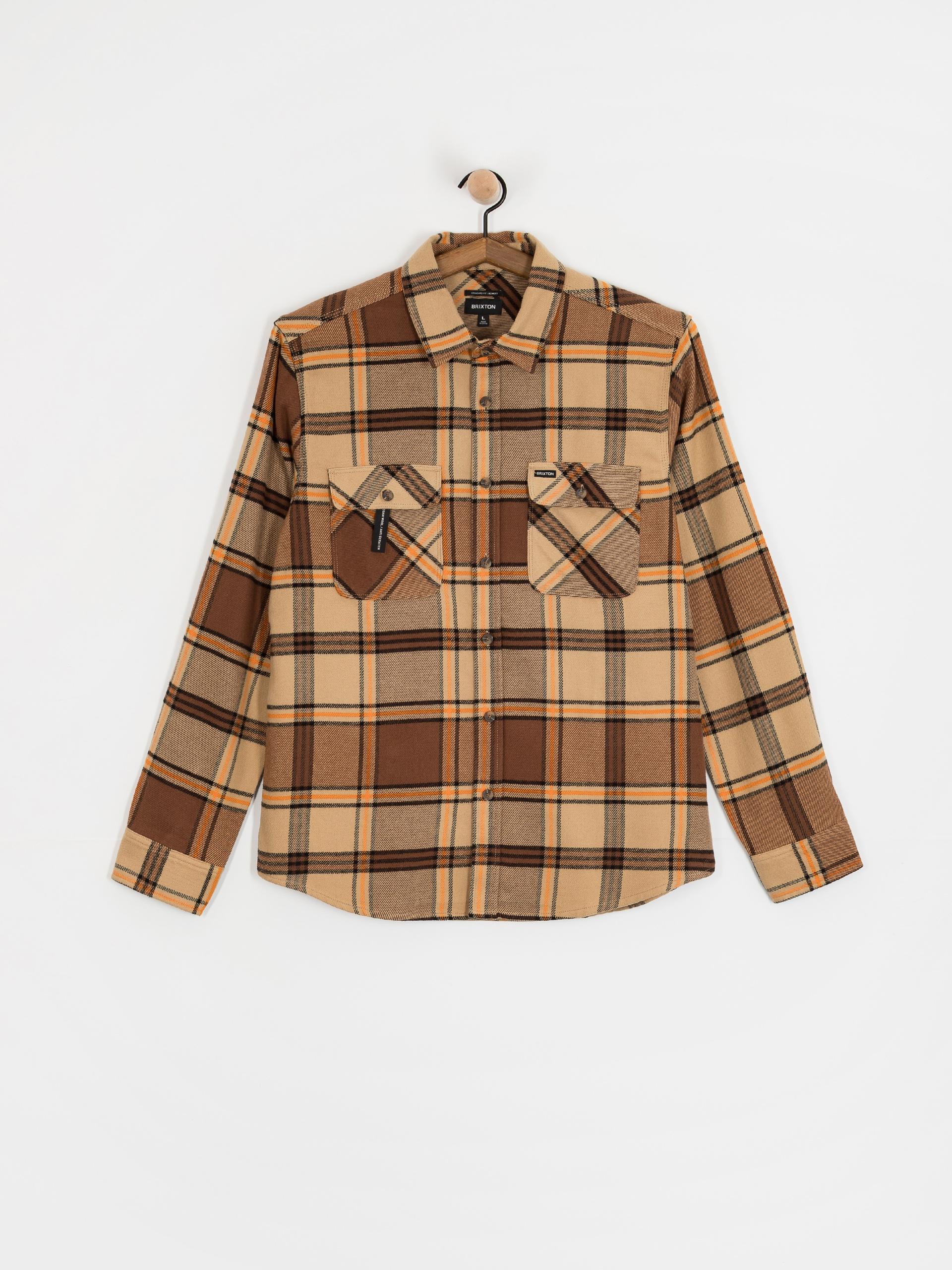 Cămașă Brixton Bowery Flannel (sand/pinecone/solar orange)