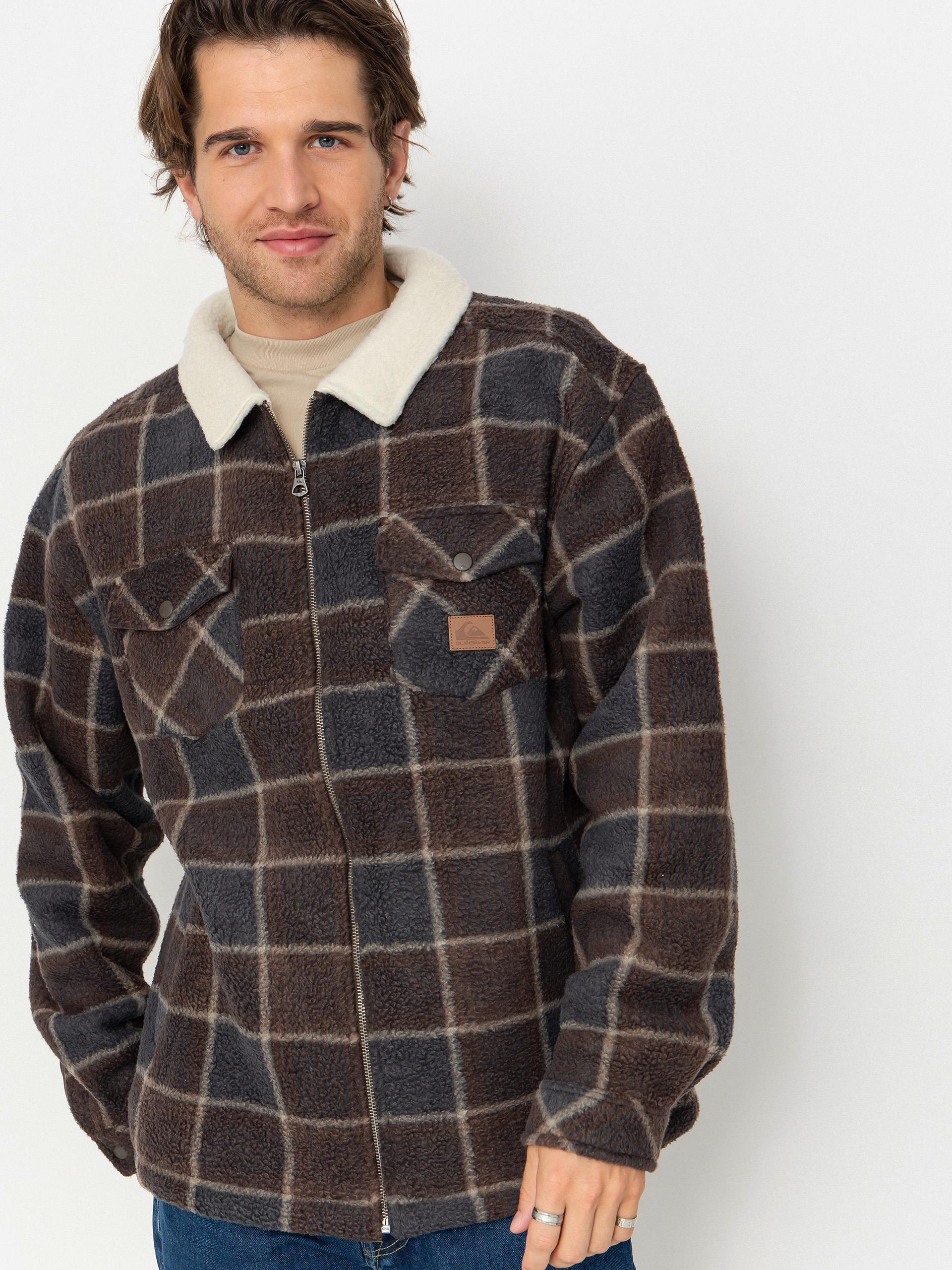 Hanorac din fleece Quiksilver Sherpa Jacket (chocolate brown sherpa plaid)