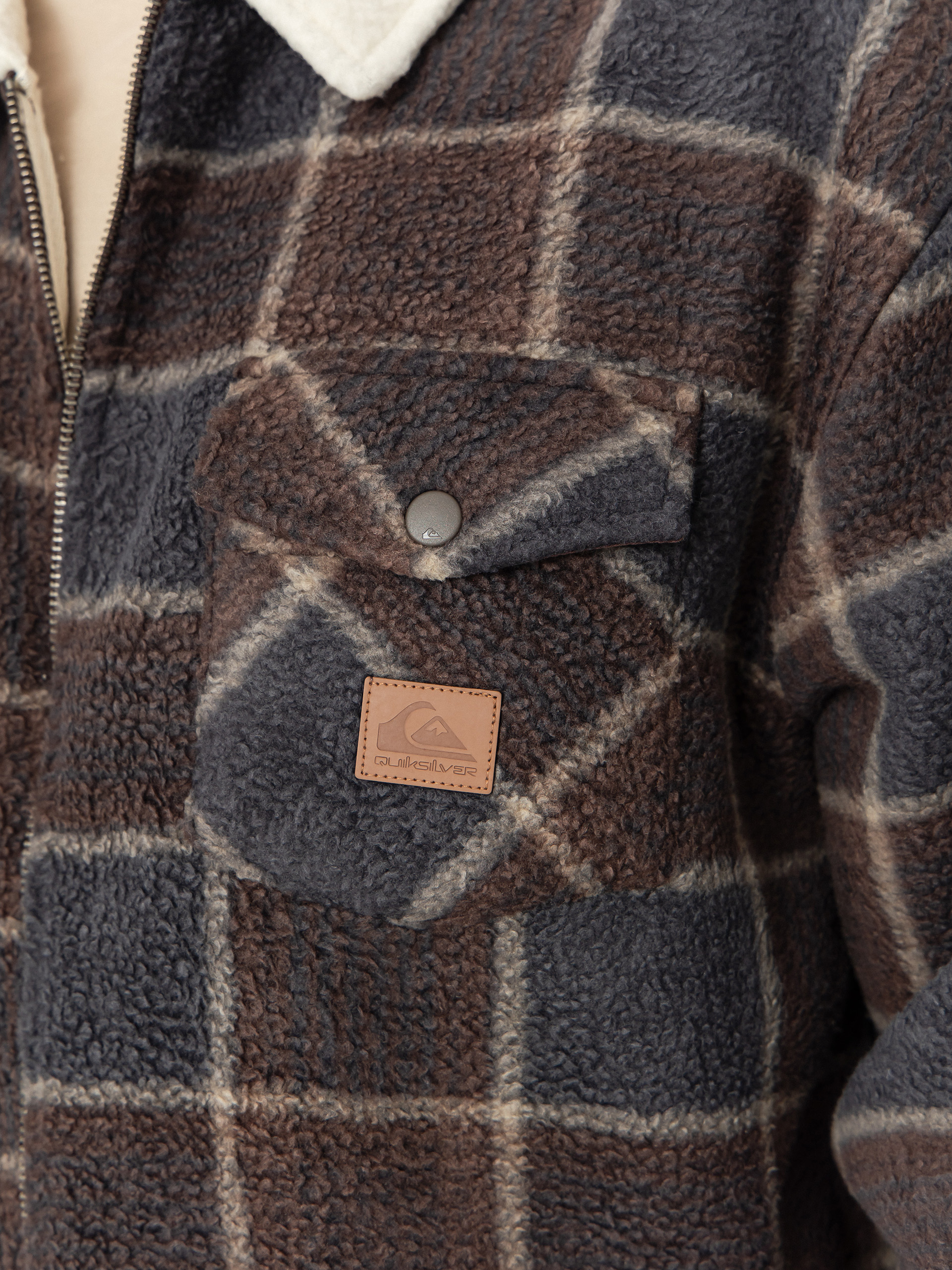 Pentru bărbați Hanorac din fleece Quiksilver Sherpa Jacket (chocolate brown sherpa plaid)