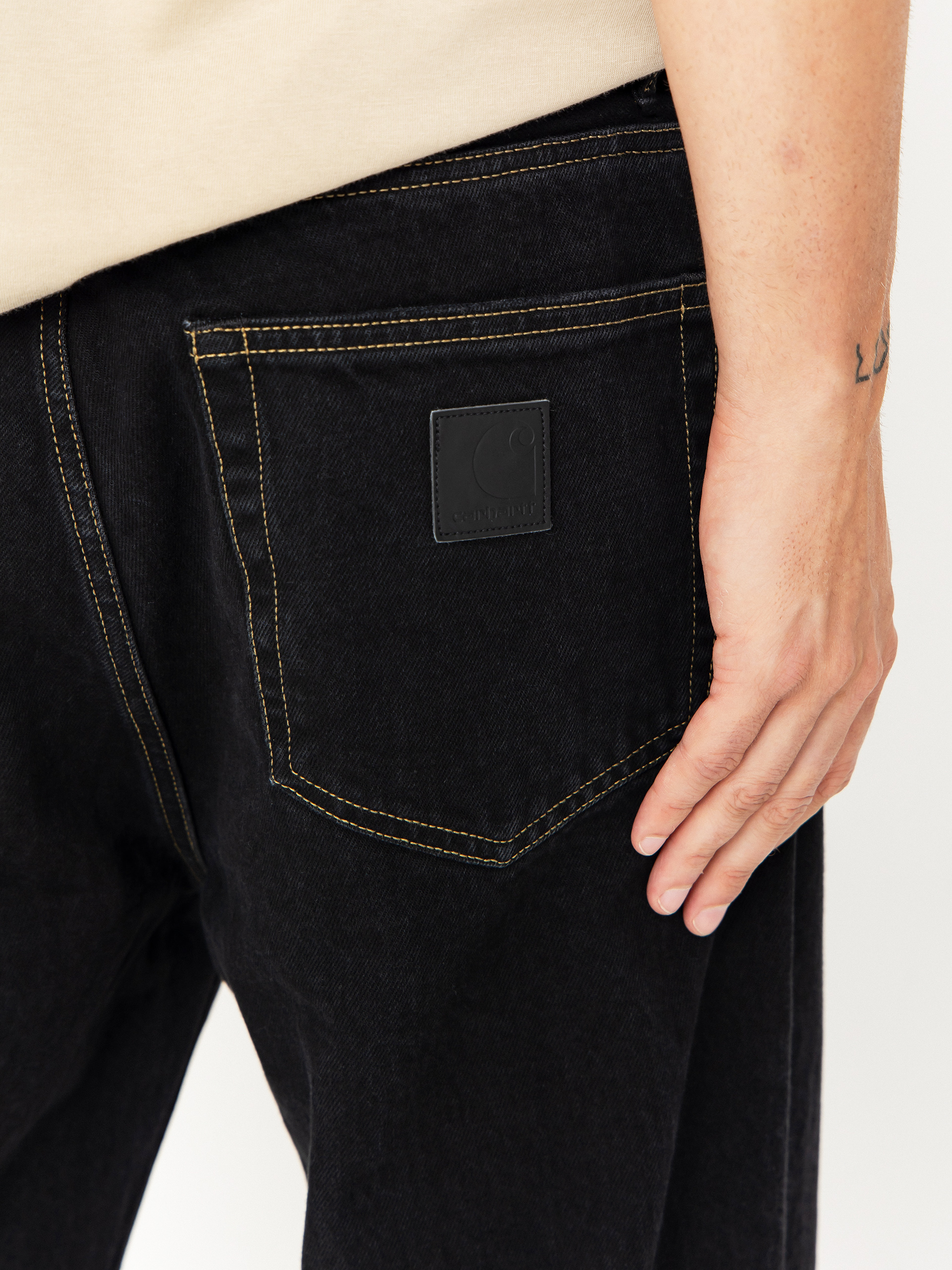 Pantaloni Carhartt WIP Aaron (black/stone washed)