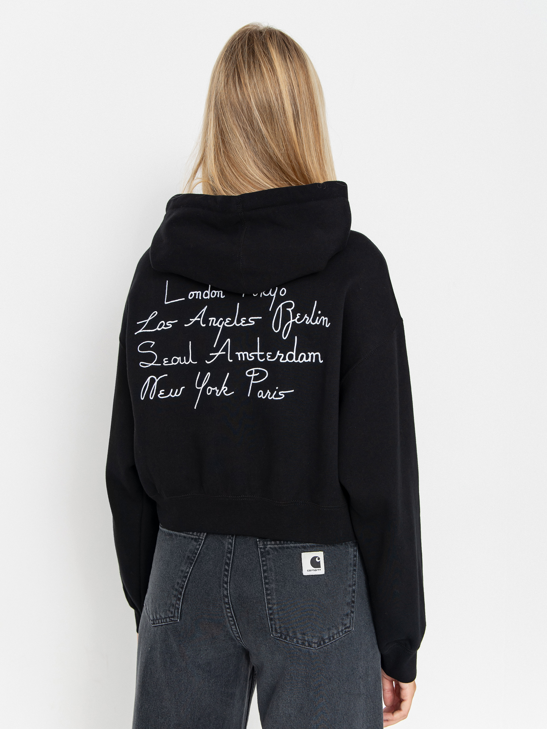Hanorac cu glugă OBEY Cities Cropped HD Wmn (black)