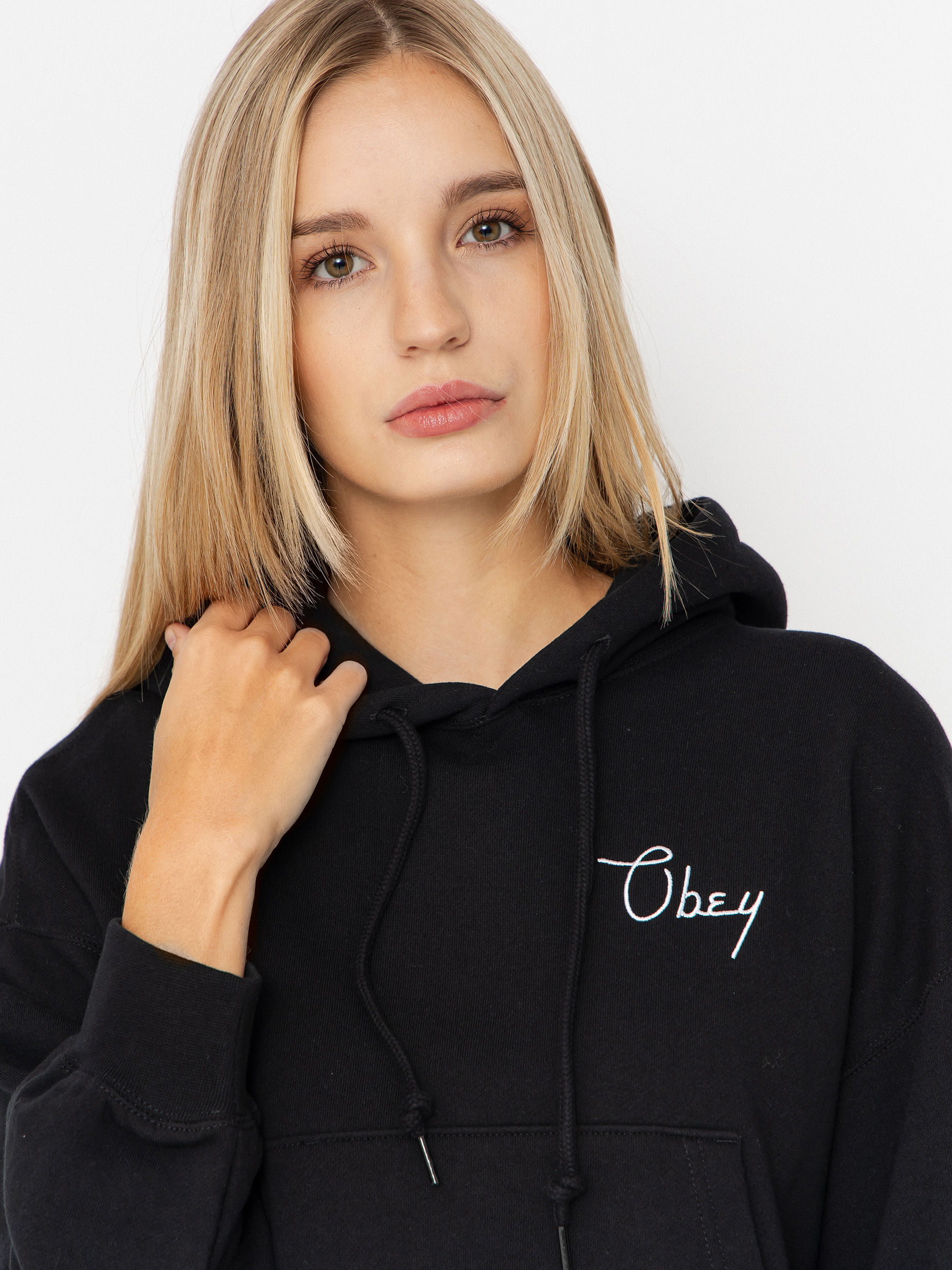 Hanorac cu glugă OBEY Cities Cropped HD Wmn (black)
