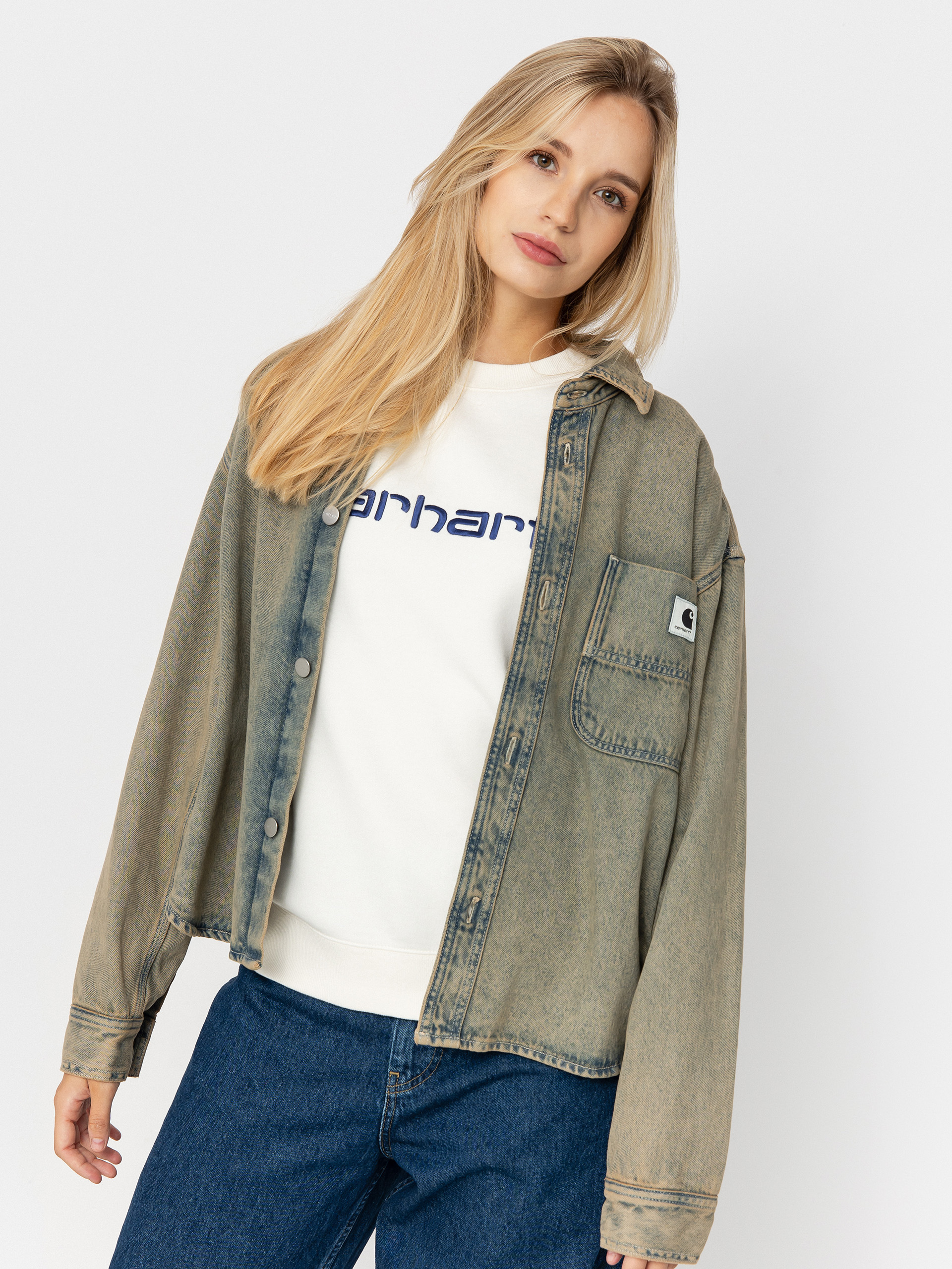 Geacă Carhartt WIP Georgia Wmn (blue/leather/garment dyed)