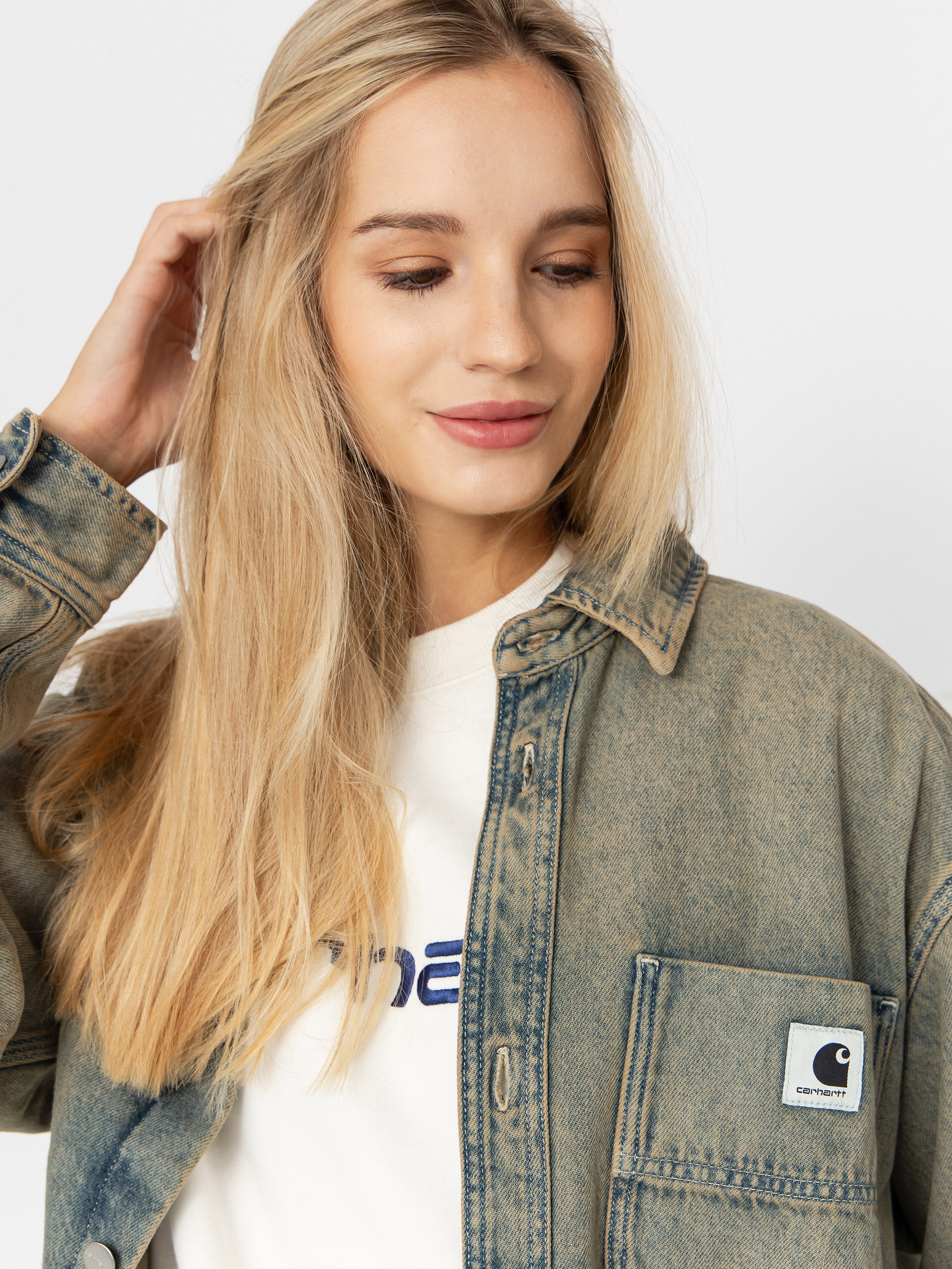 Geacă Carhartt WIP Georgia Wmn (blue/leather/garment dyed)