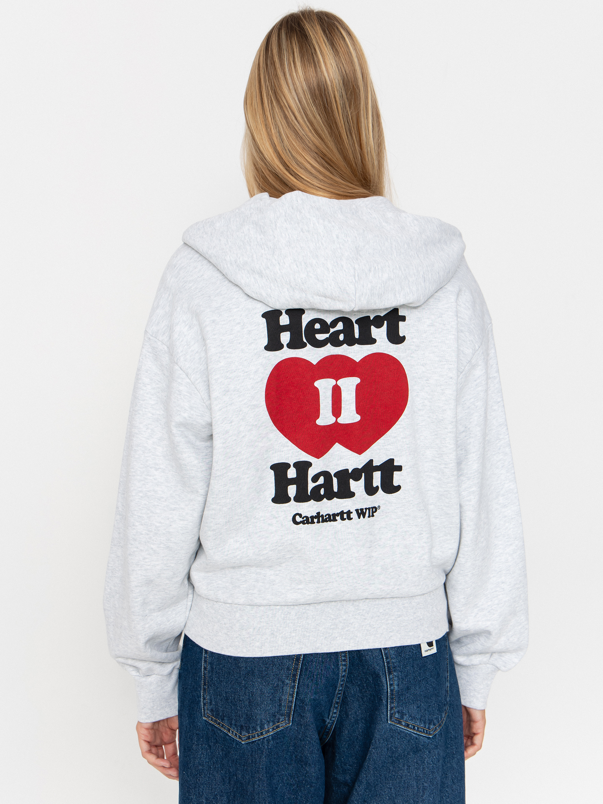 Hanorac cu glugă Carhartt WIP Heart II Hartt ZHD Wmn (ash heather)