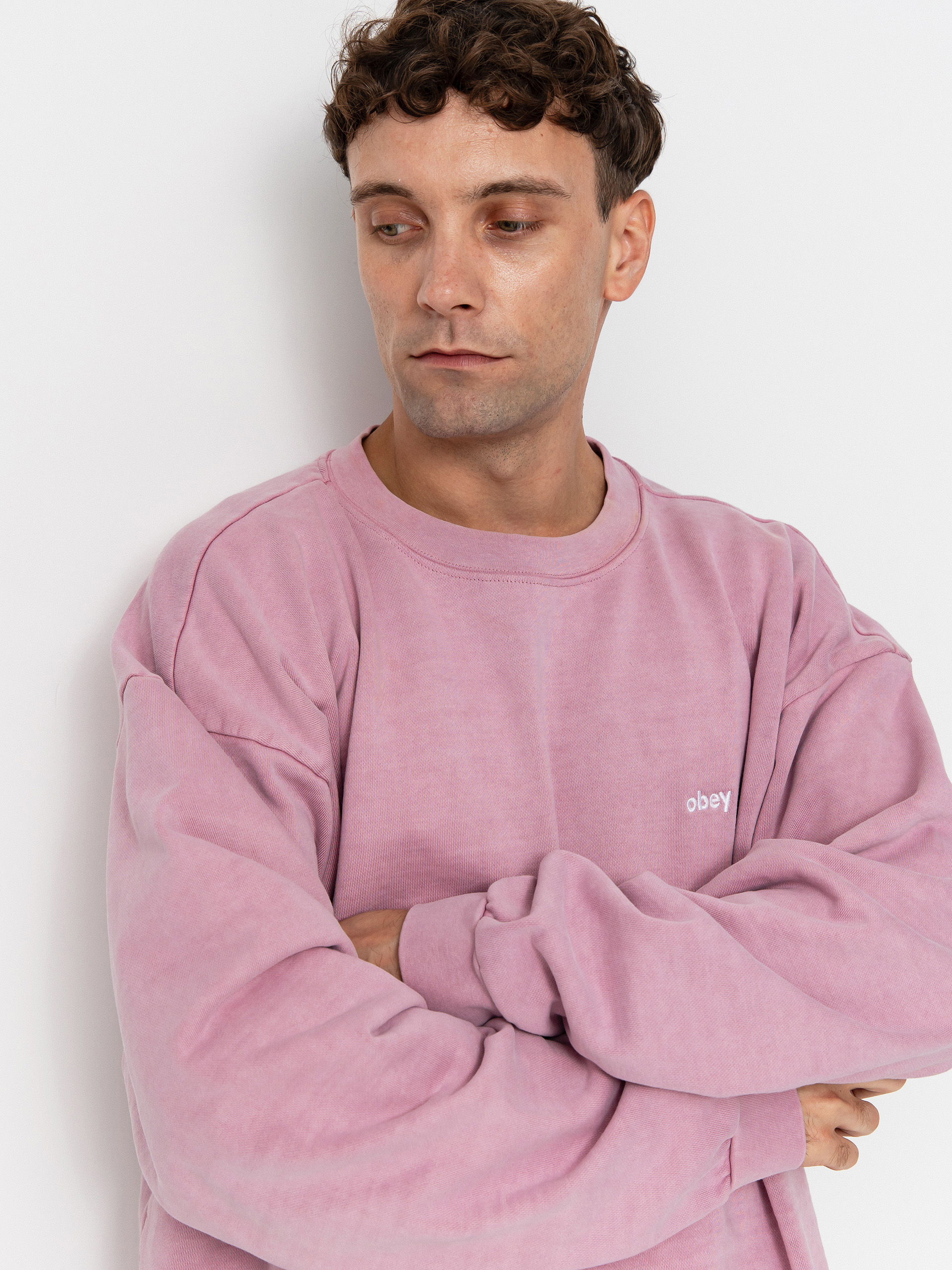 Hanorac OBEY Lowercase Pigment Crew (pigment lilac)