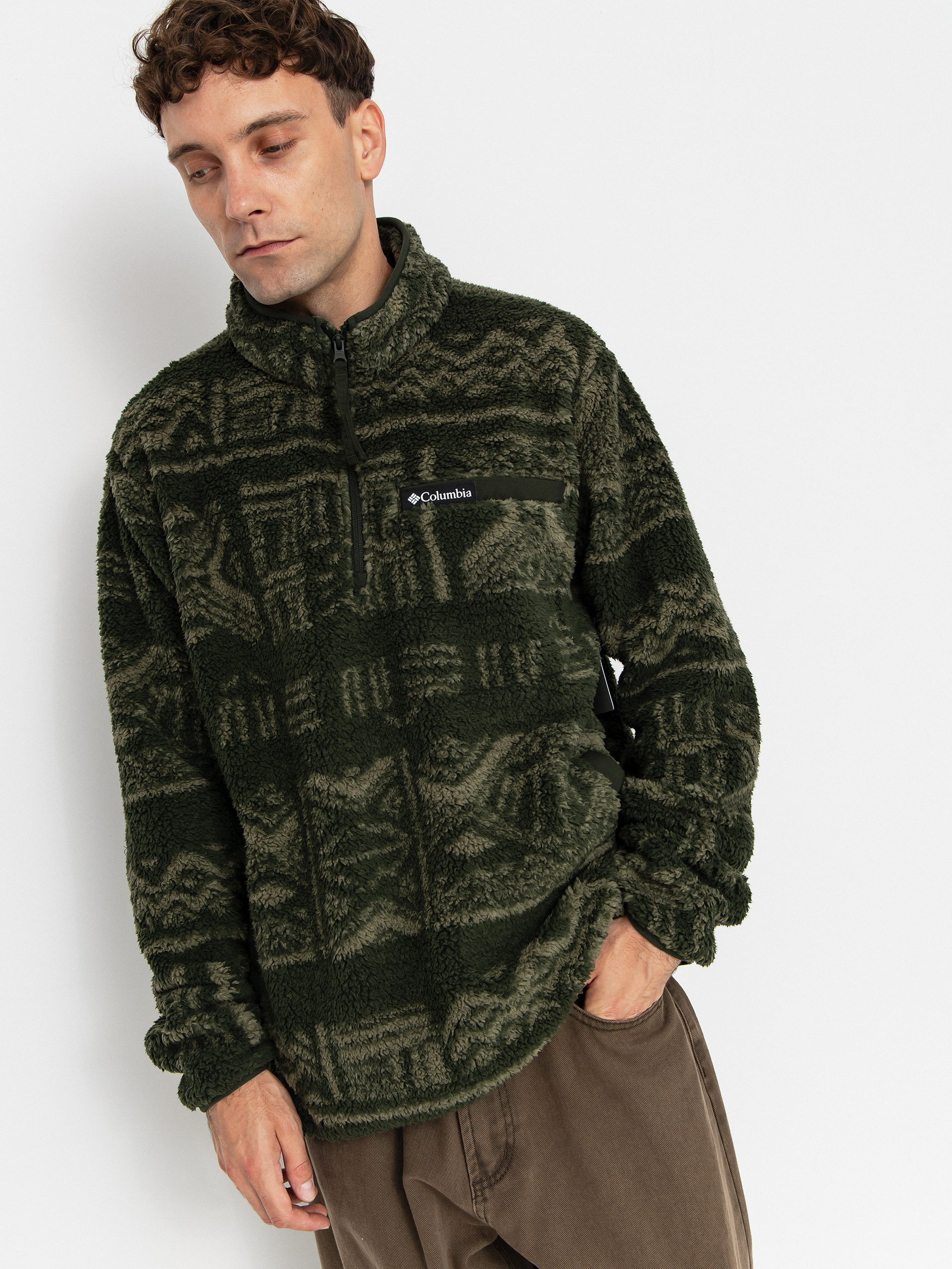 Hanorac din fleece Columbia Rugged Ridge High Pile Half Zip (greenscape deschutes days)