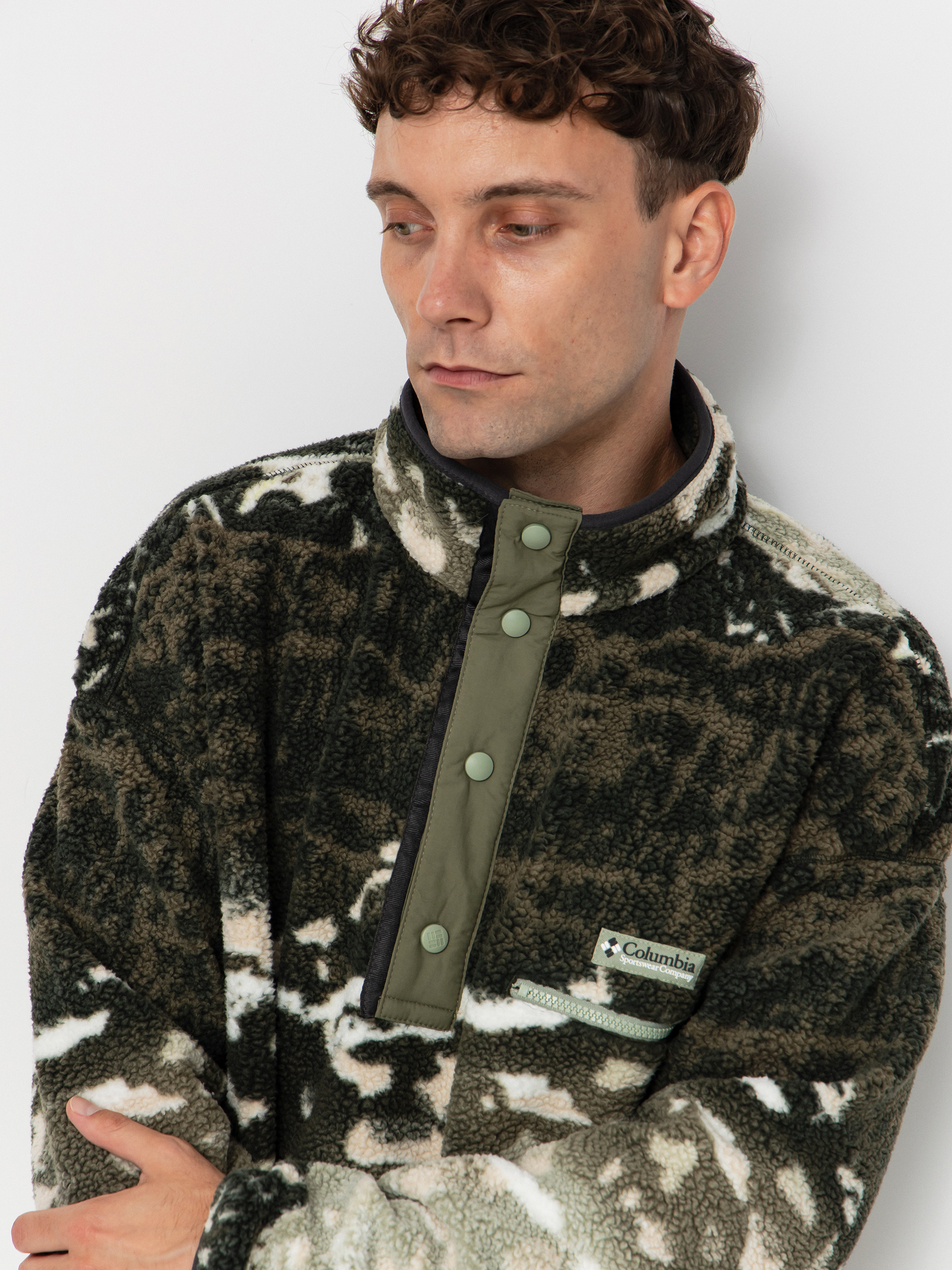 Pentru bărbați Hanorac din fleece Columbia Helvetia II Printed Half Snap (safari sisters)