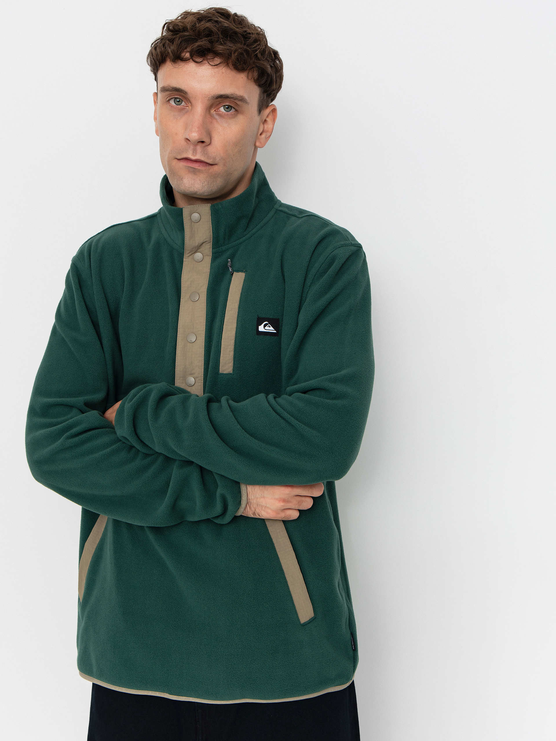 Hanorac din fleece Quiksilver No Destination Hs (trekking green)