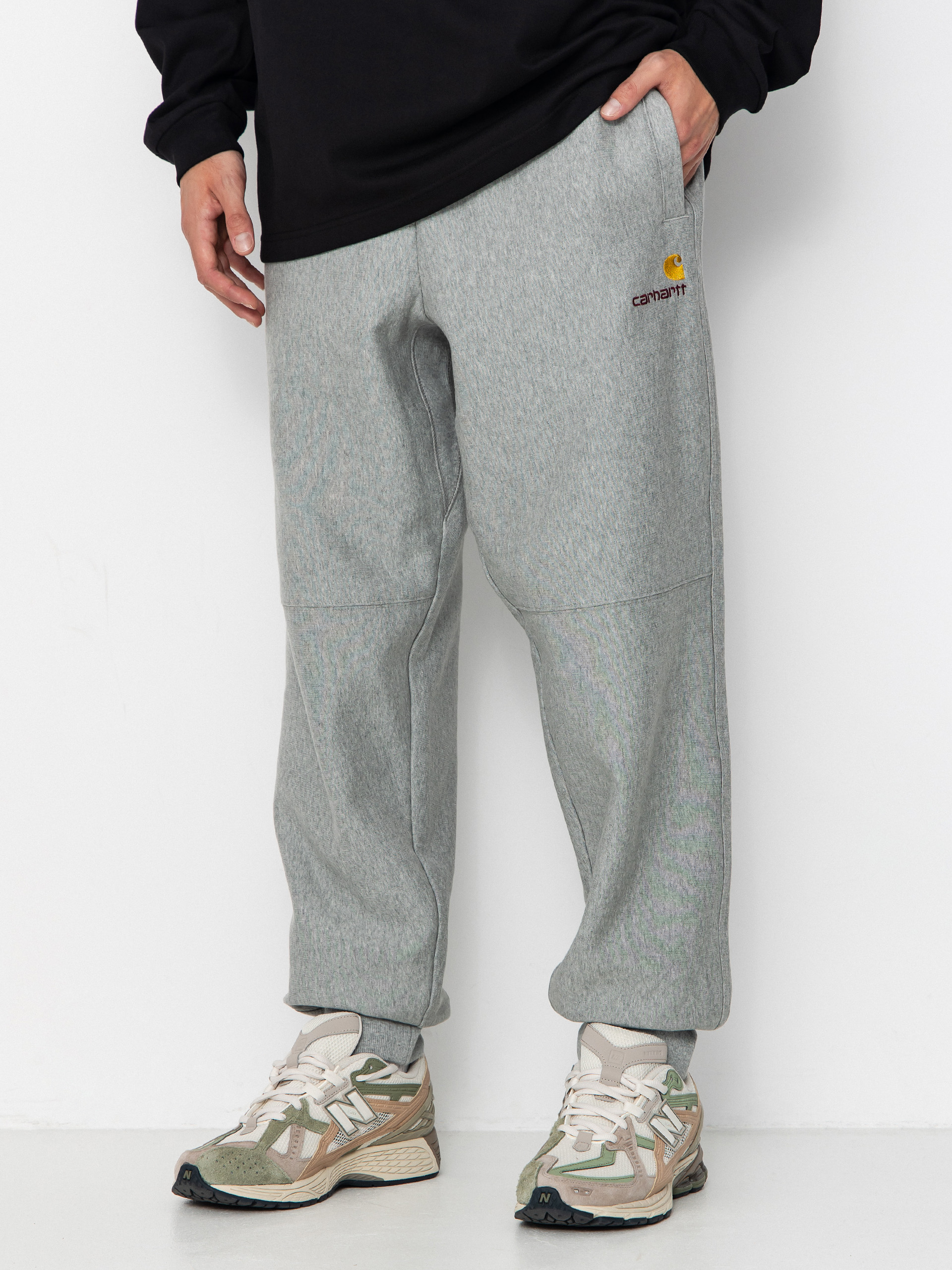 Pantaloni Carhartt WIP American Script Jogging (grey heather)