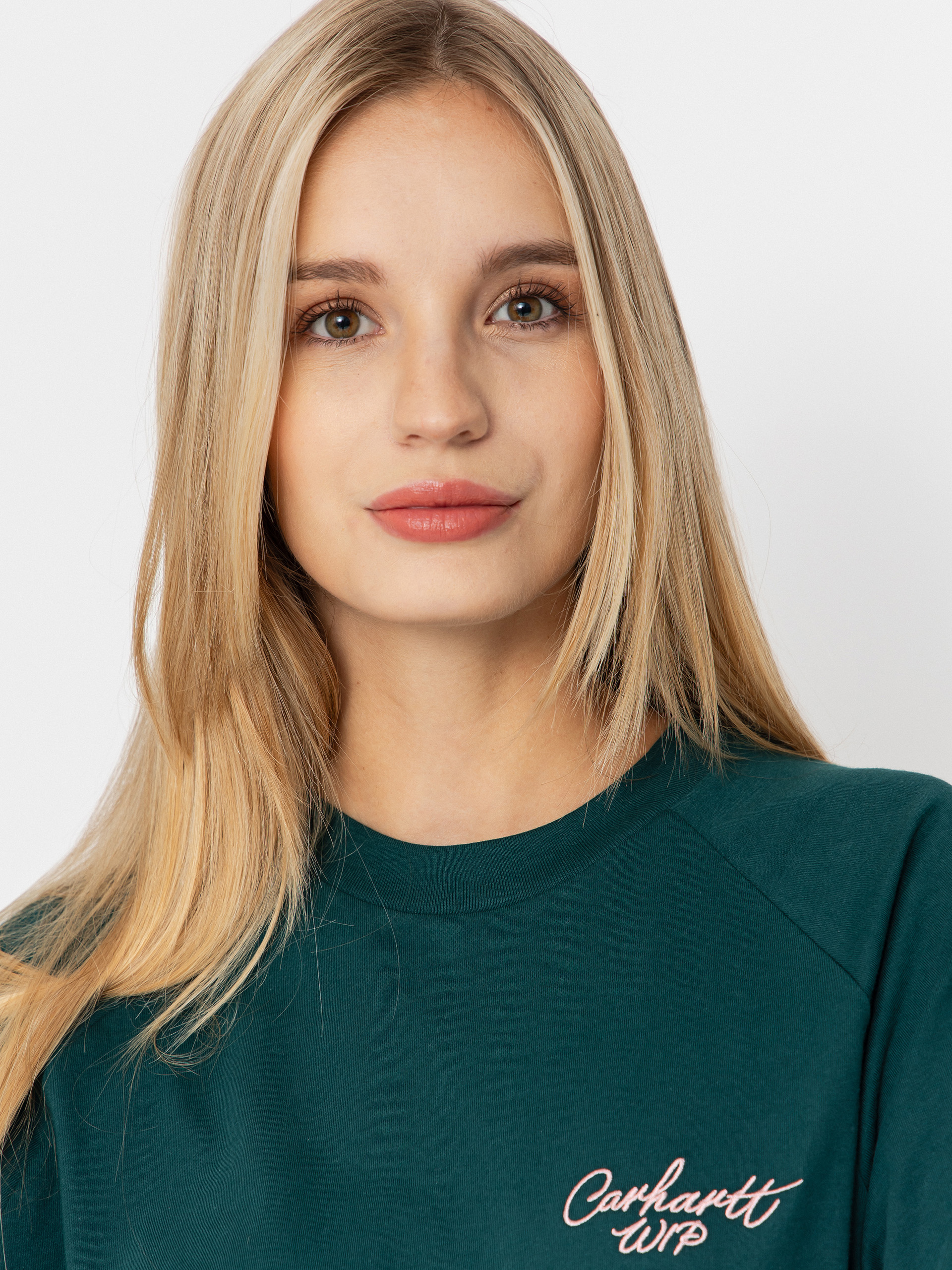 Tricou Carhartt WIP Signature Wmn (dark fir/glassy pink)