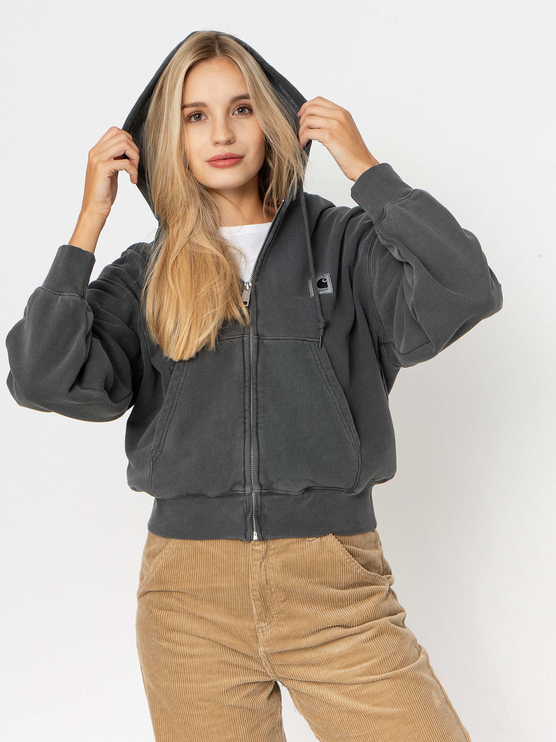 Hanorac cu glugă Carhartt WIP Nelson ZHD Wmn (black/garment dyed)