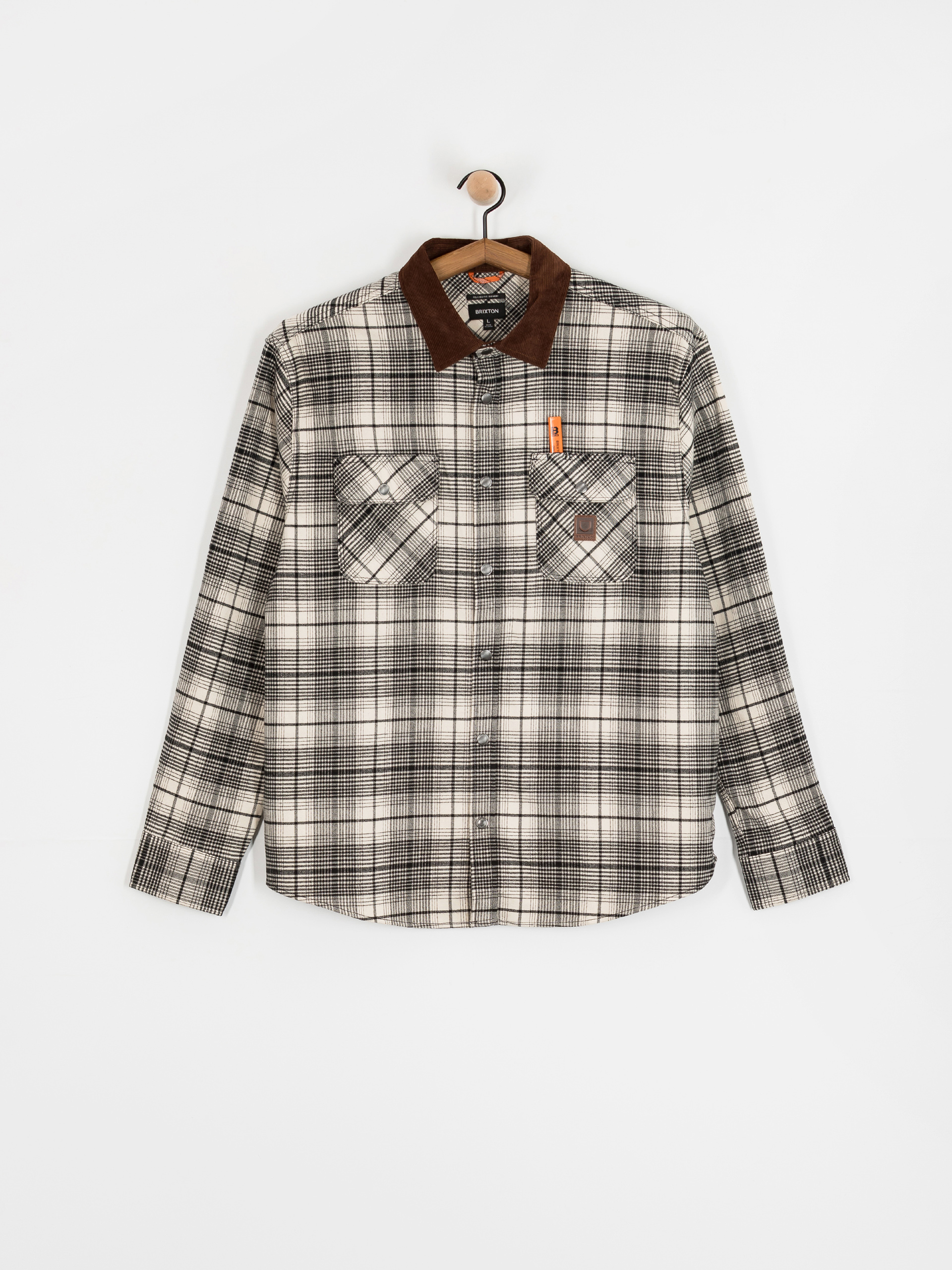 Cămașă Brixton Builders Bowery Perf Flannel (off white/black)