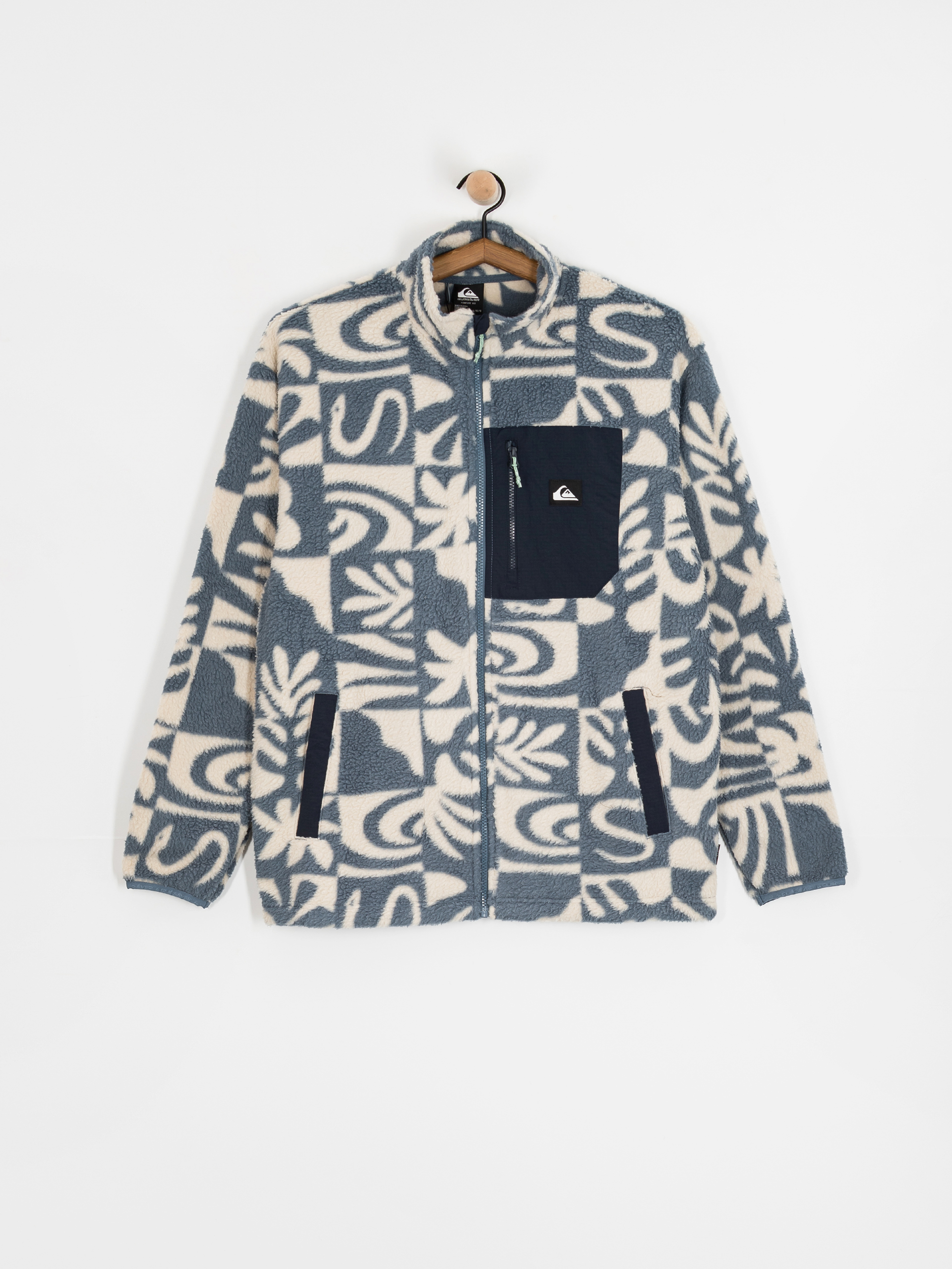 Pentru bărbați Hanorac din fleece Quiksilver Clean Coast FZ (china blue desert checker)