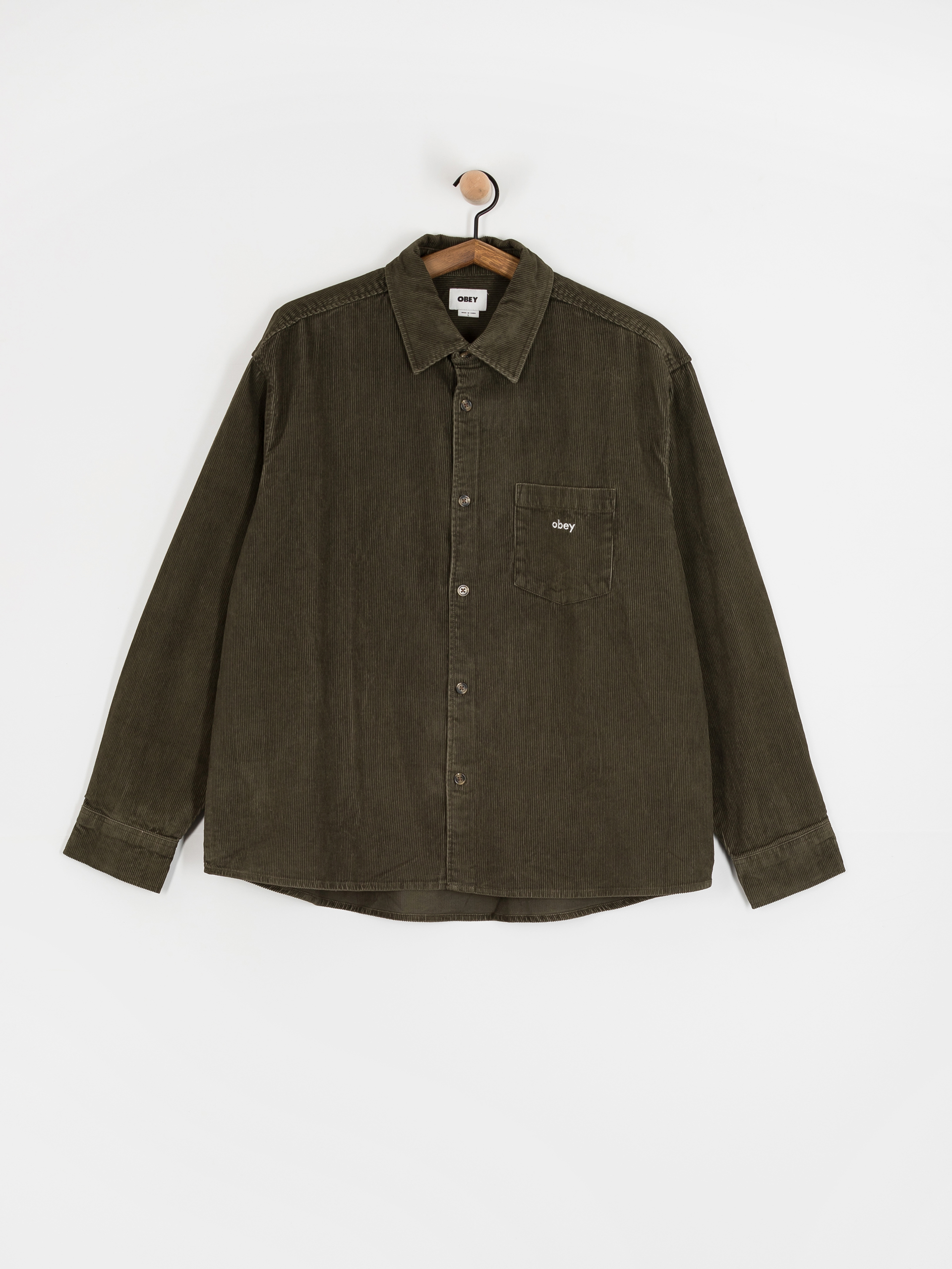Cămașă OBEY Buckley Corduroy Woven (black olive faded wash)