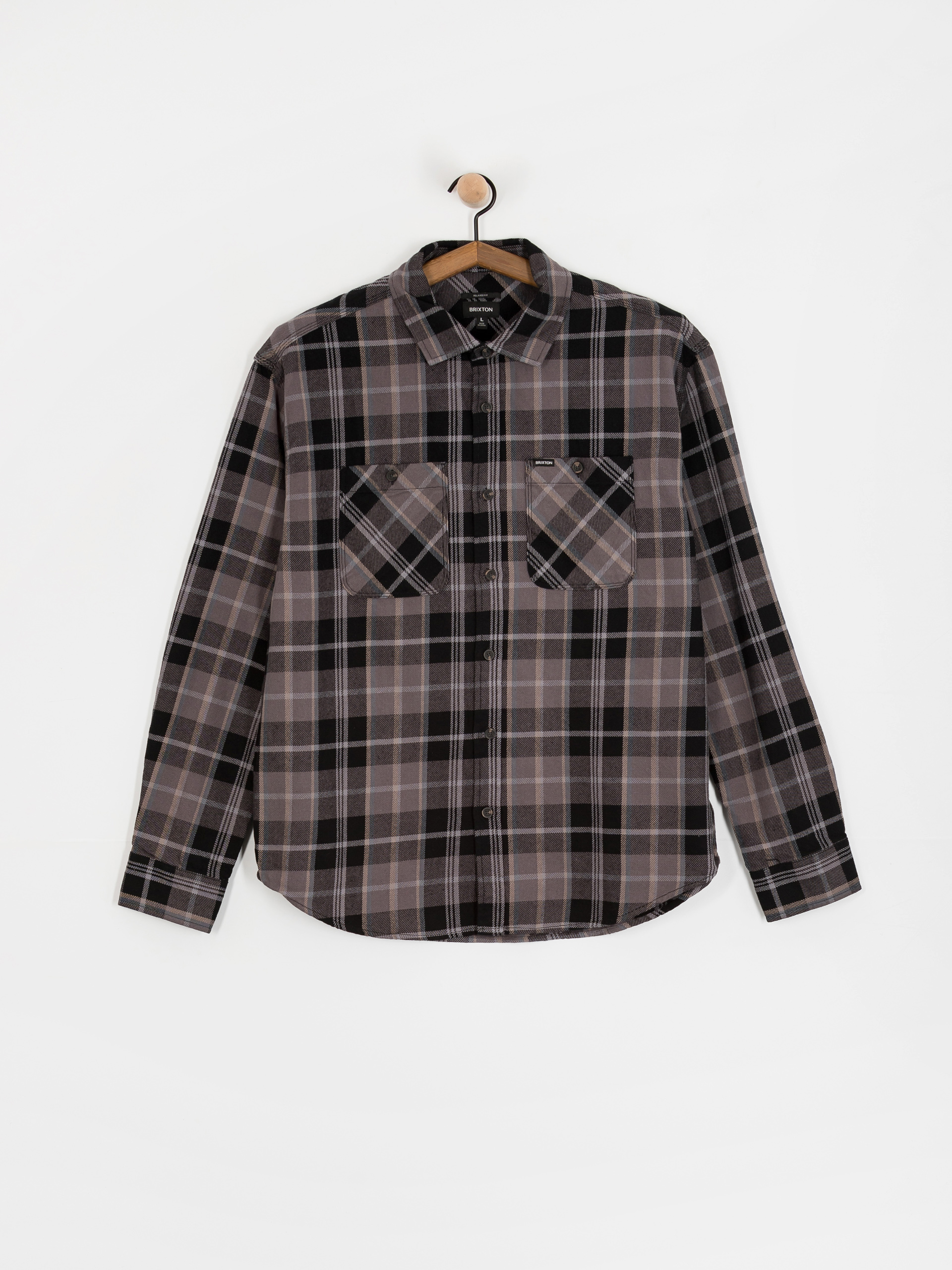 Cămașă Brixton Vintage Wash Flannel (black/charcoal beige/slate)