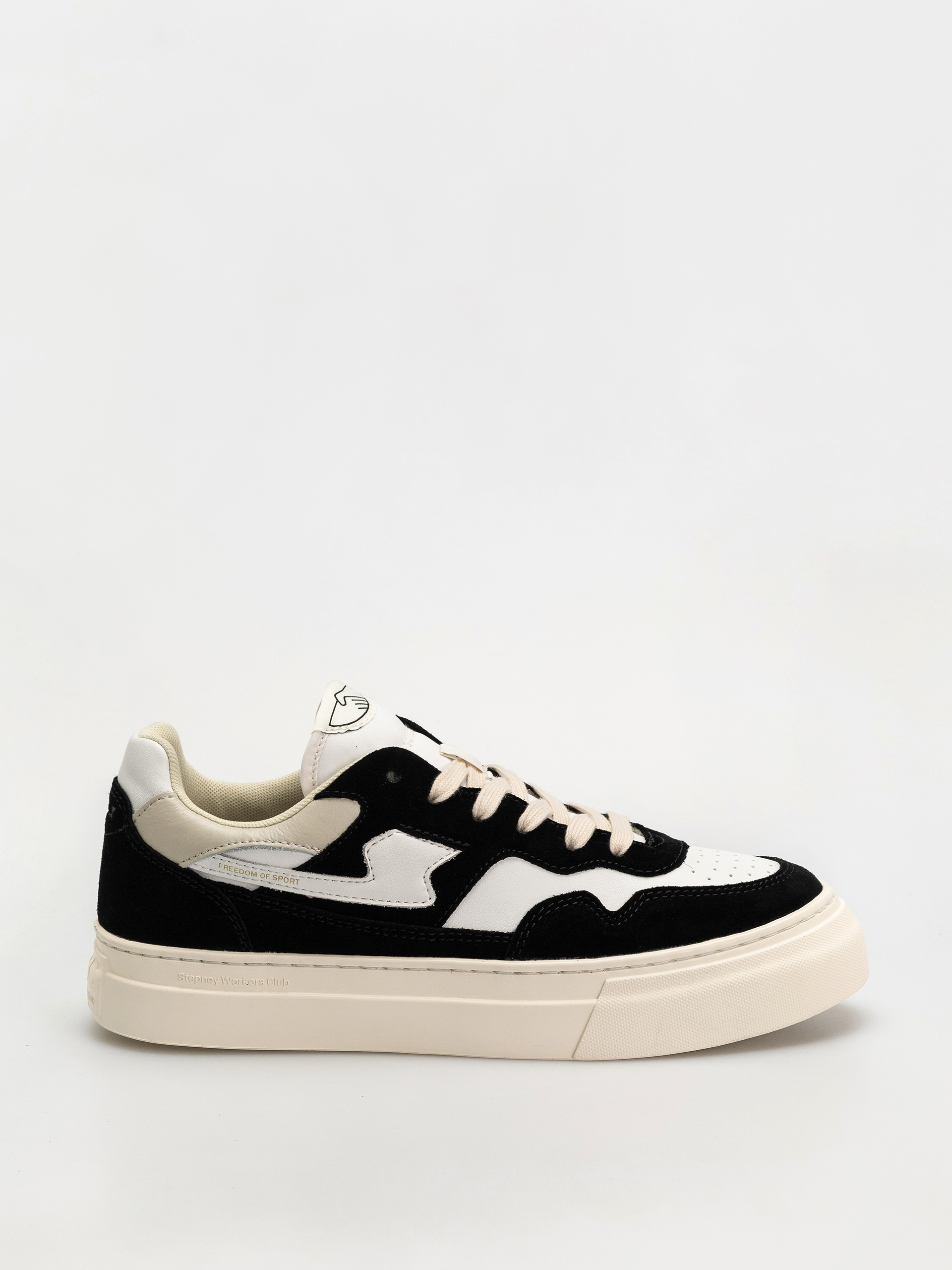 Pantofi Stepney Workers Club Pearl S-Strike (suede leather black white)