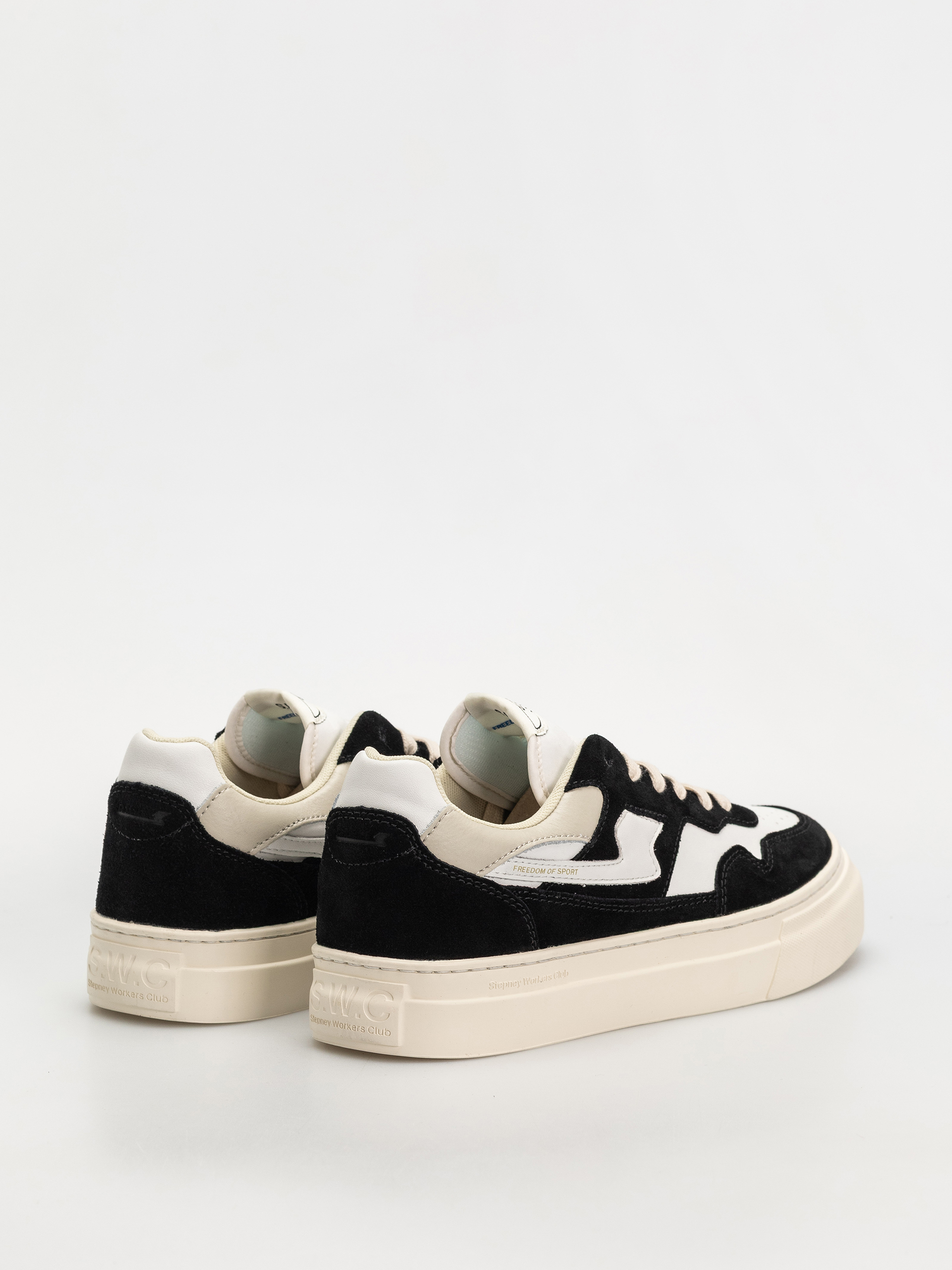 Pantofi Stepney Workers Club Pearl S-Strike (suede leather black white)