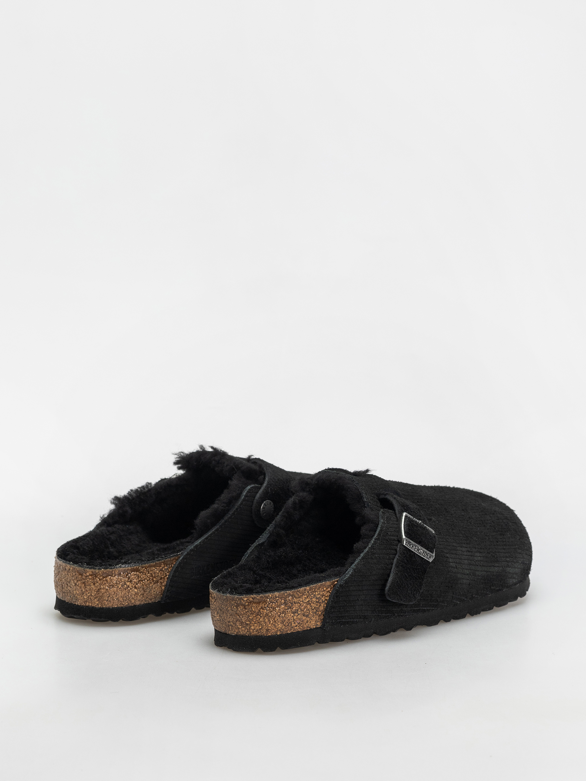 Șlapi Birkenstock Boston VL Fell Suede Leather Fur Regular Wmn (corduroy black)