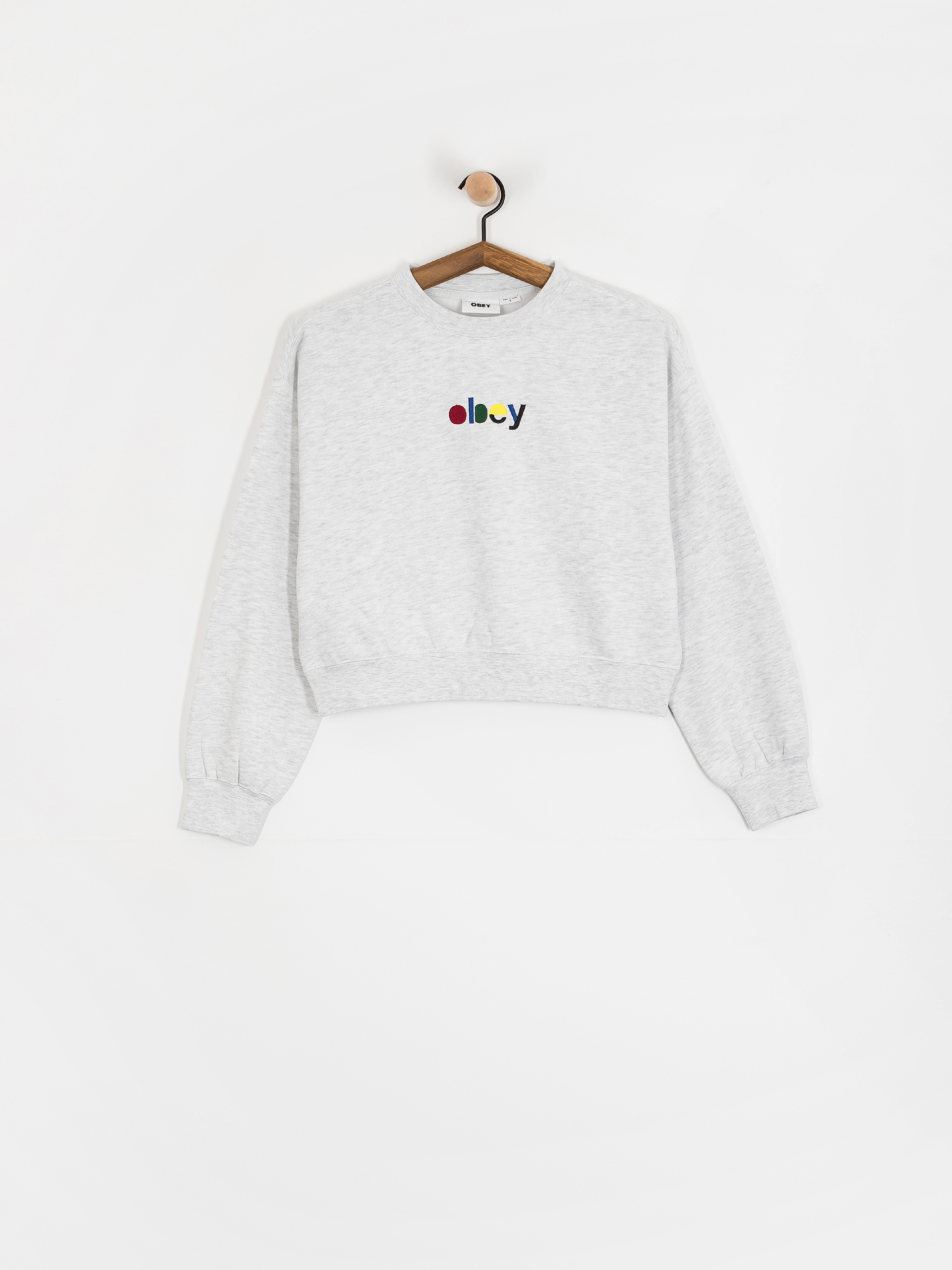 Hanorac OBEY Blocks Cropped Crew Wmn (ash grey)