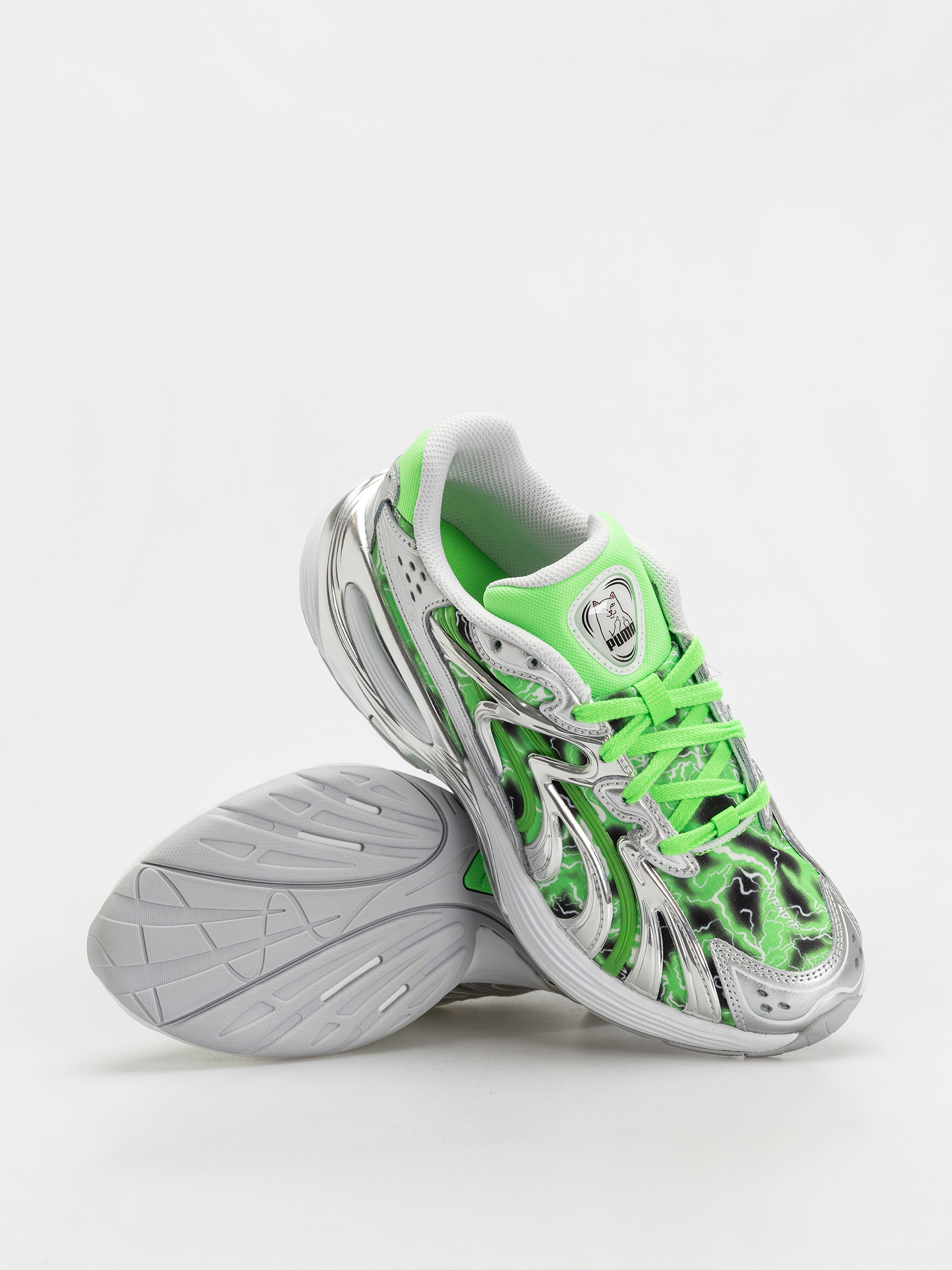 Pantofi Puma X RipNDip Inverse - verde (puma silver/fluro green pes)