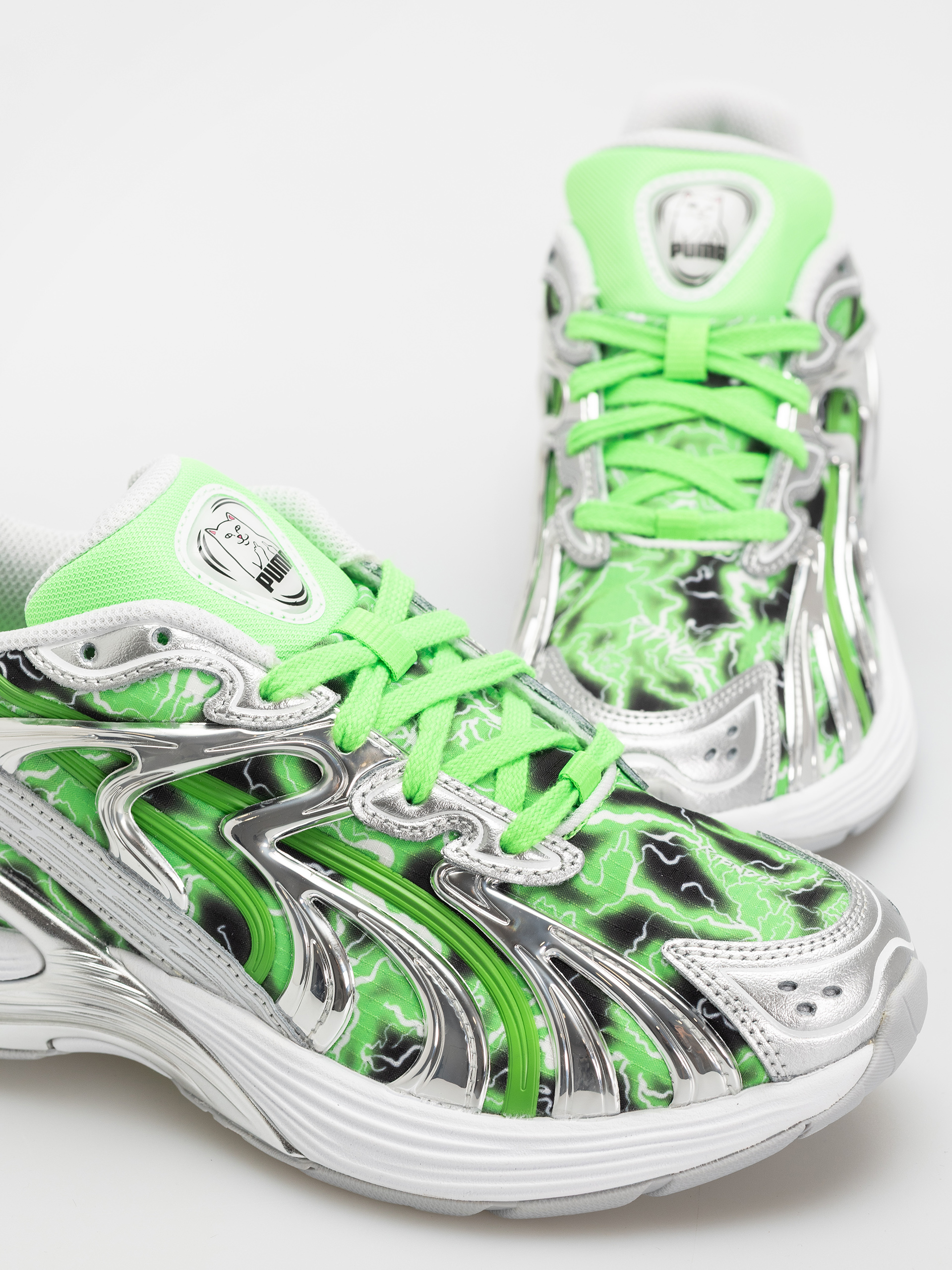 Pantofi Puma X RipNDip Inverse - verde (puma silver/fluro green pes)