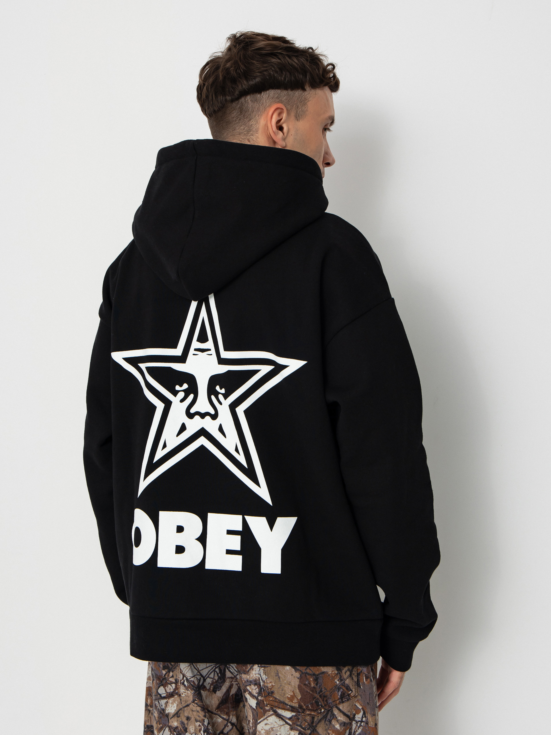 Hanorac cu glugă OBEY Bold Star Extra Heavy HD (black)