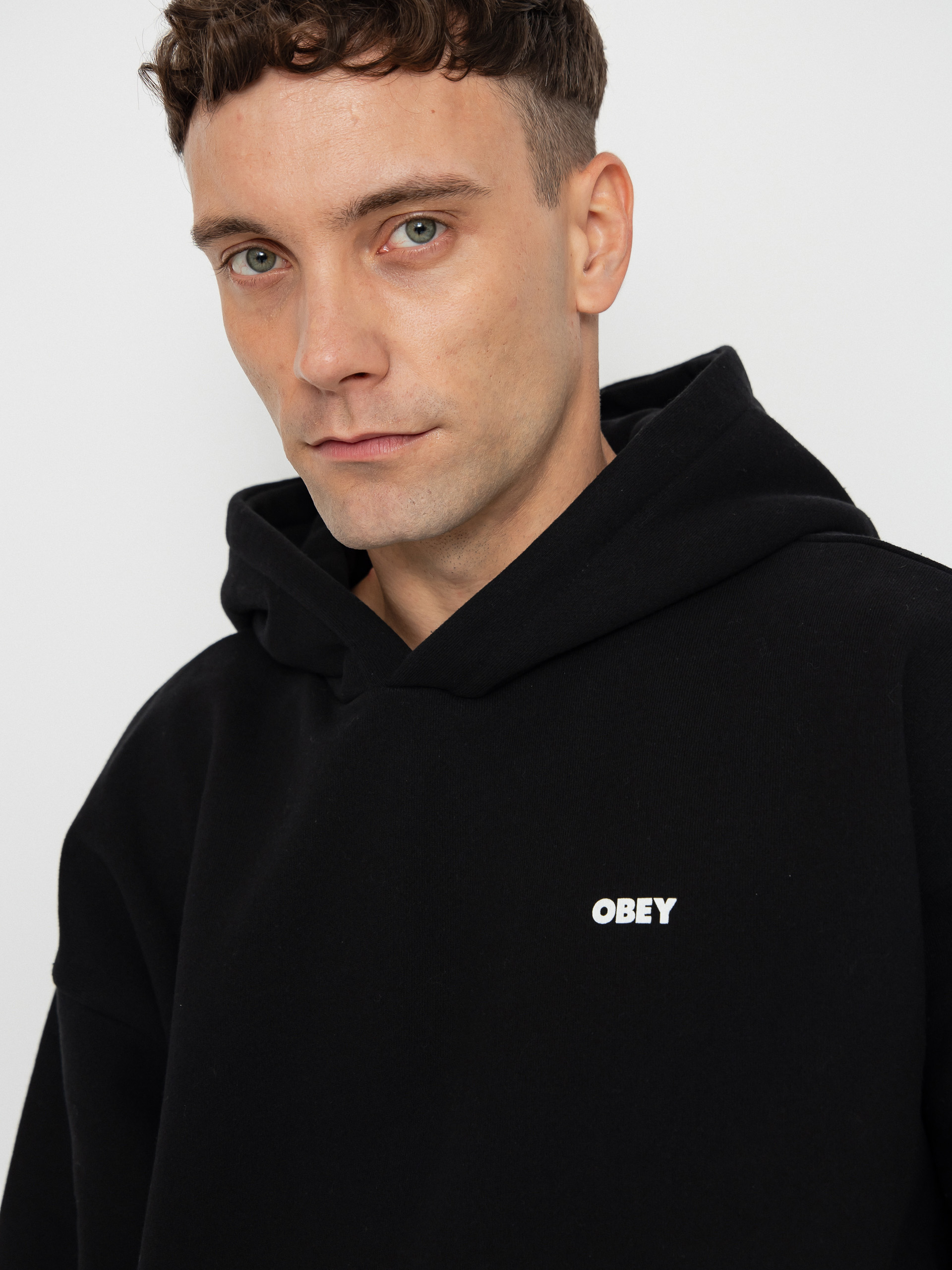 Hanorac cu glugă OBEY Bold Star Extra Heavy HD (black)