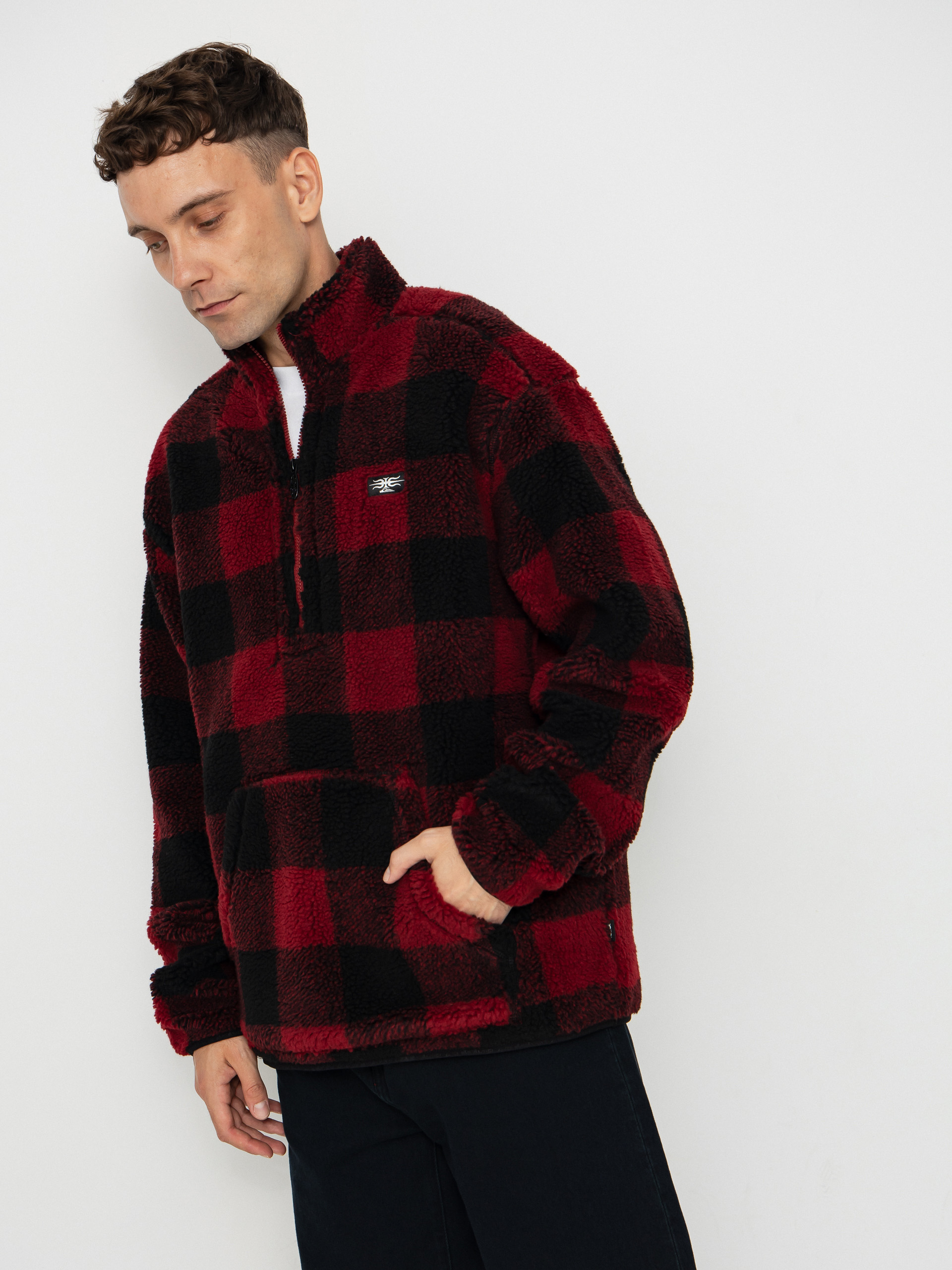 Hanorac din fleece Quiksilver Mercury Woodlands Sherpa (woodlands biking red)