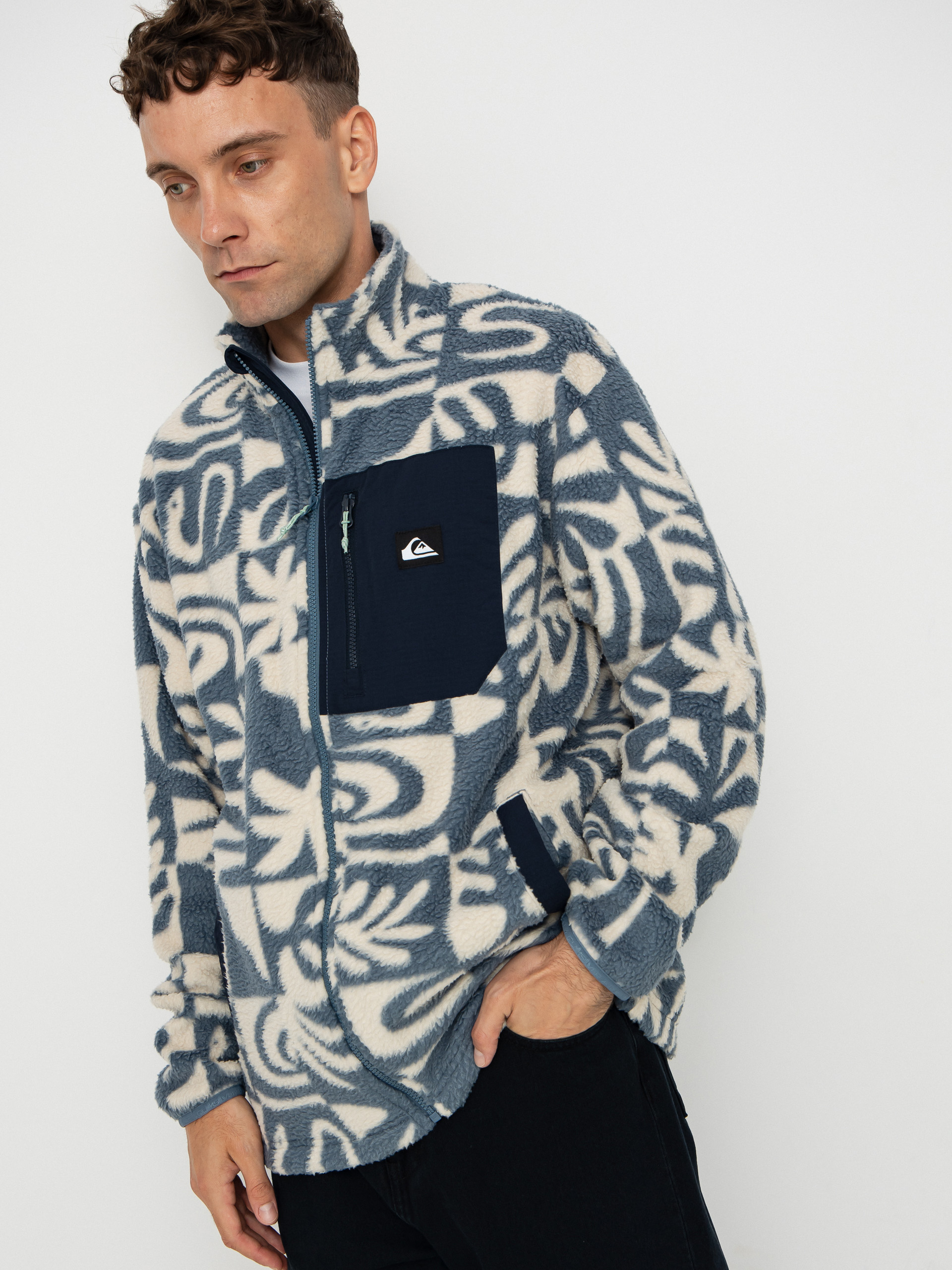 Hanorac din fleece Quiksilver Clean Coast FZ - albastru (china