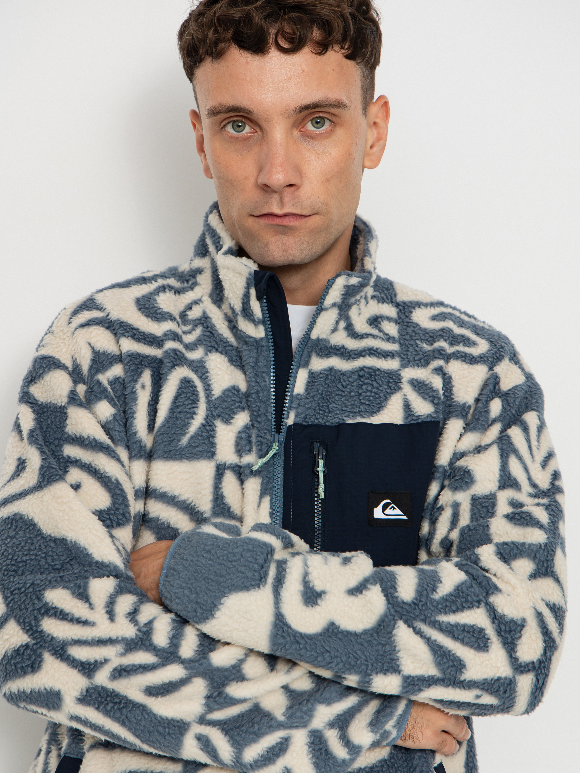 Pentru bărbați Hanorac din fleece Quiksilver Clean Coast FZ (china blue desert checker)