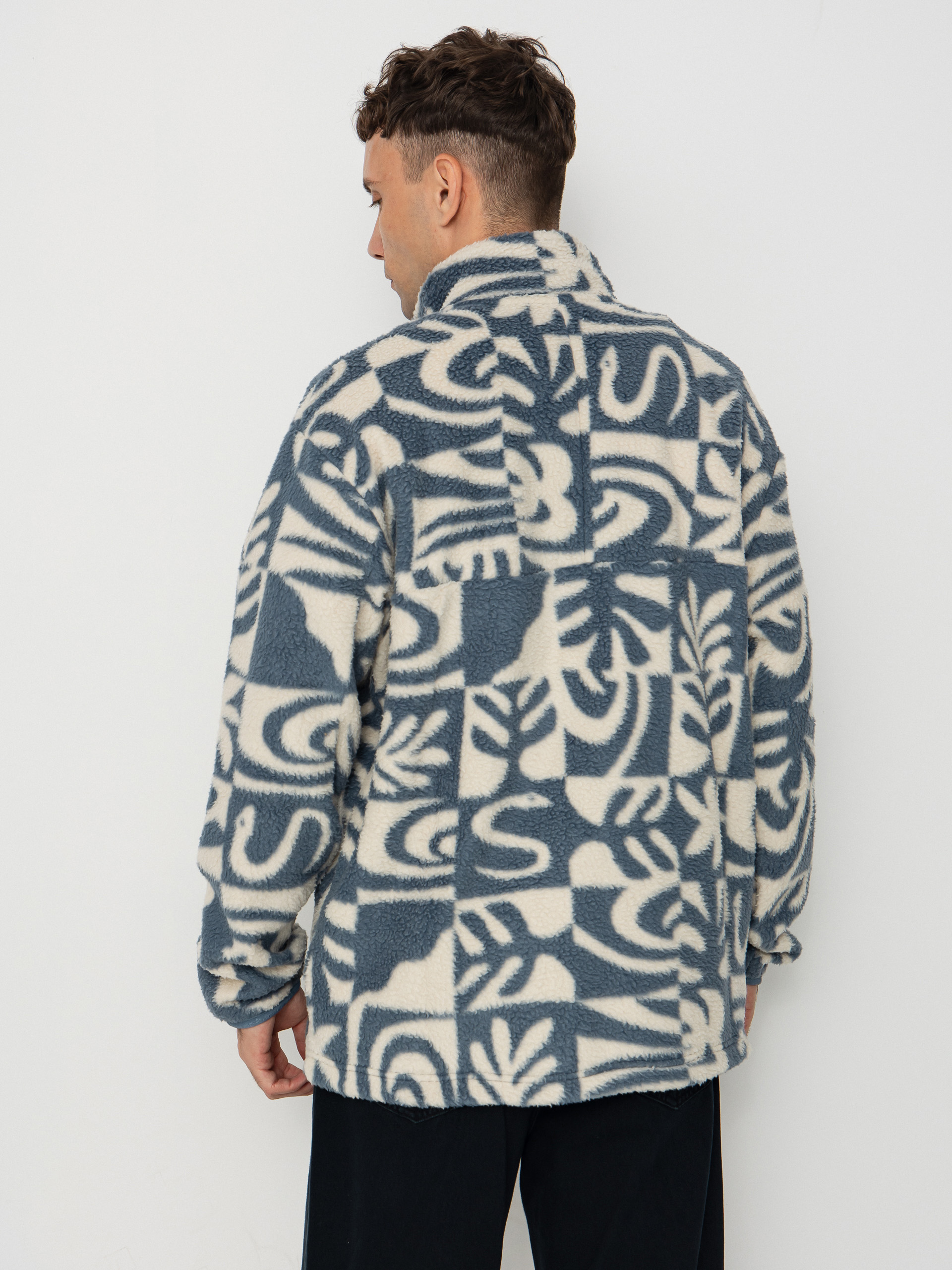 Pentru bărbați Hanorac din fleece Quiksilver Clean Coast FZ (china blue desert checker)