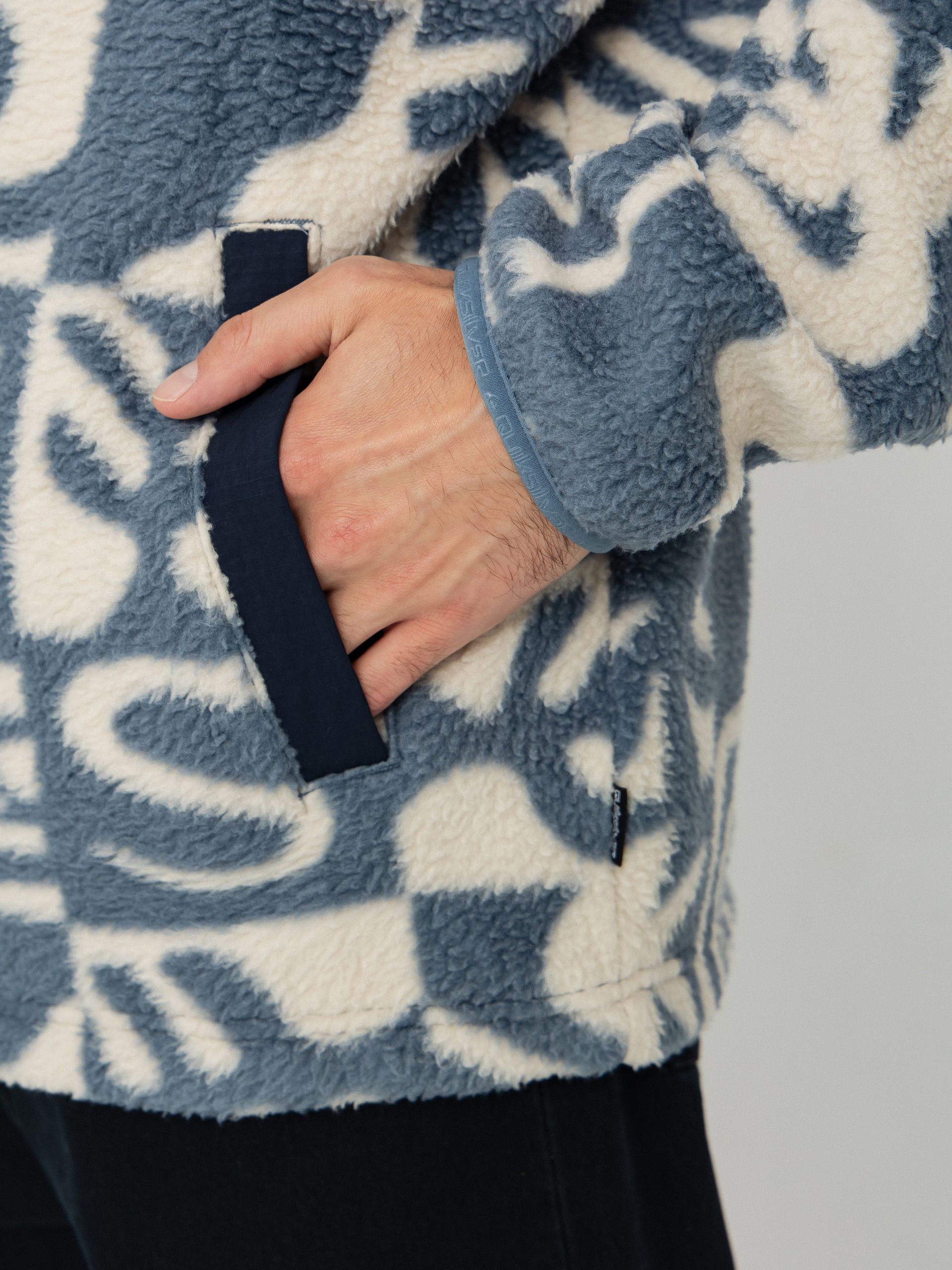 Pentru bărbați Hanorac din fleece Quiksilver Clean Coast FZ (china blue desert checker)