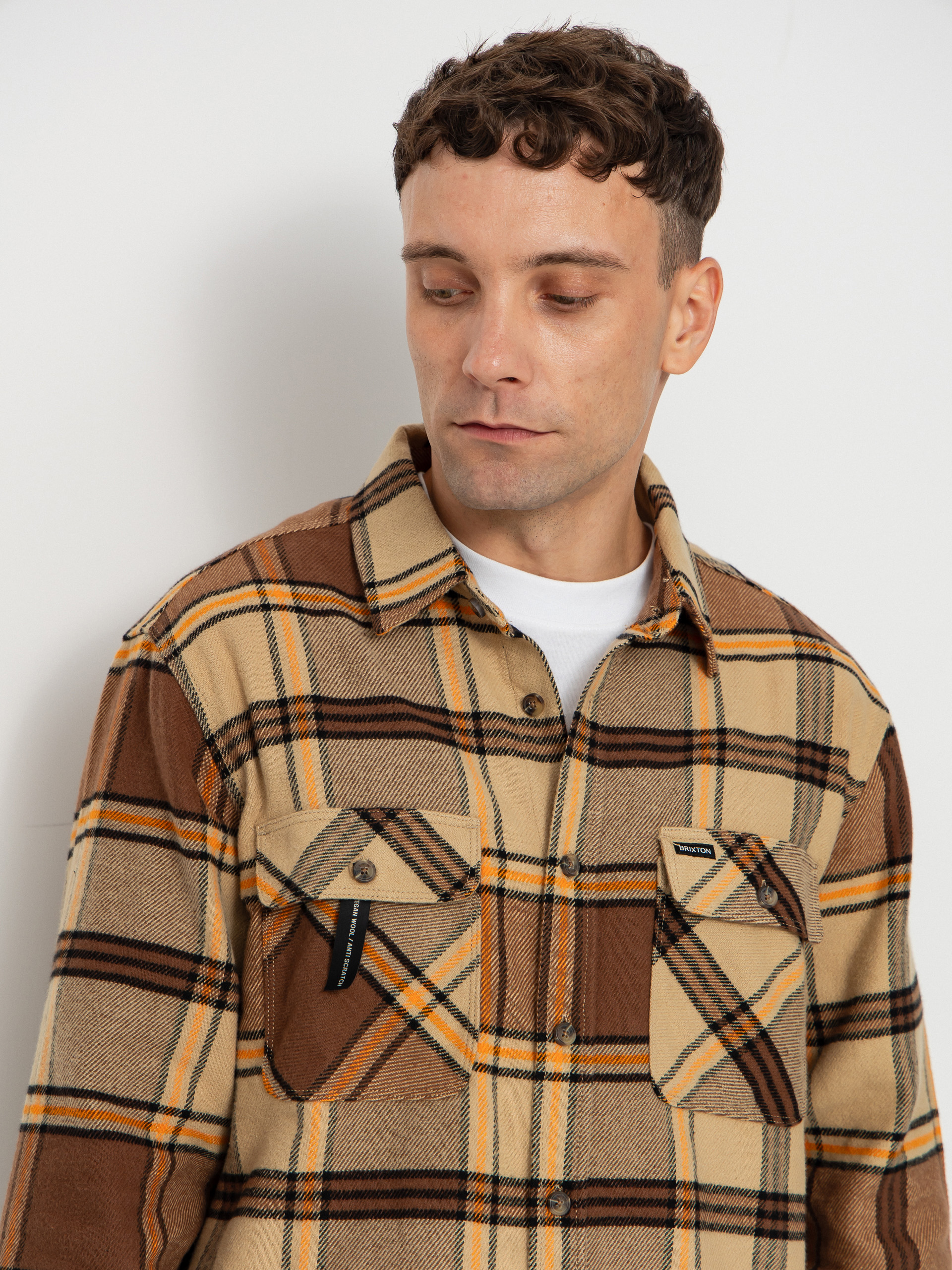 Cămașă Brixton Bowery Flannel (sand/pinecone/solar orange)