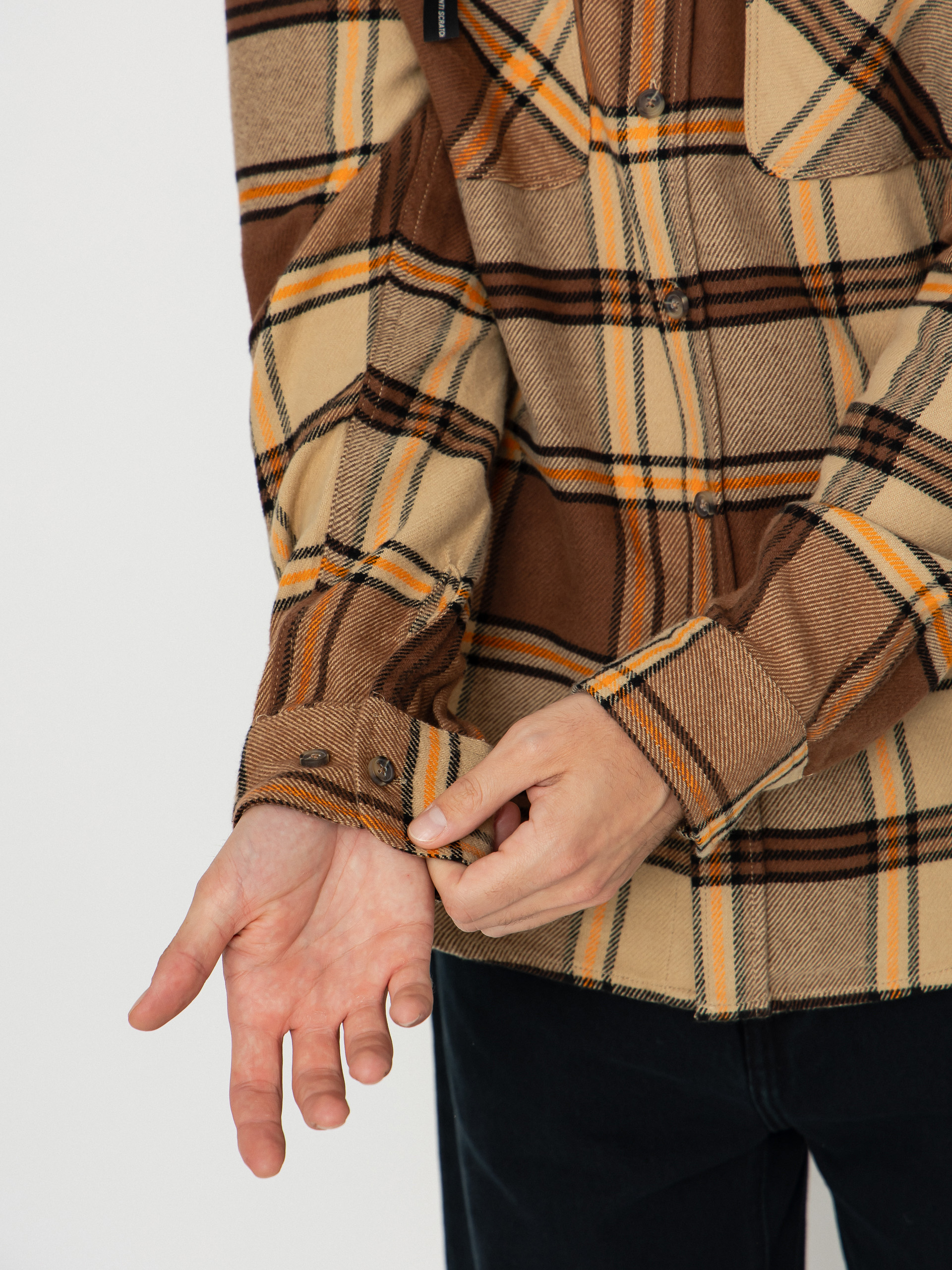 Cămașă Brixton Bowery Flannel (sand/pinecone/solar orange)
