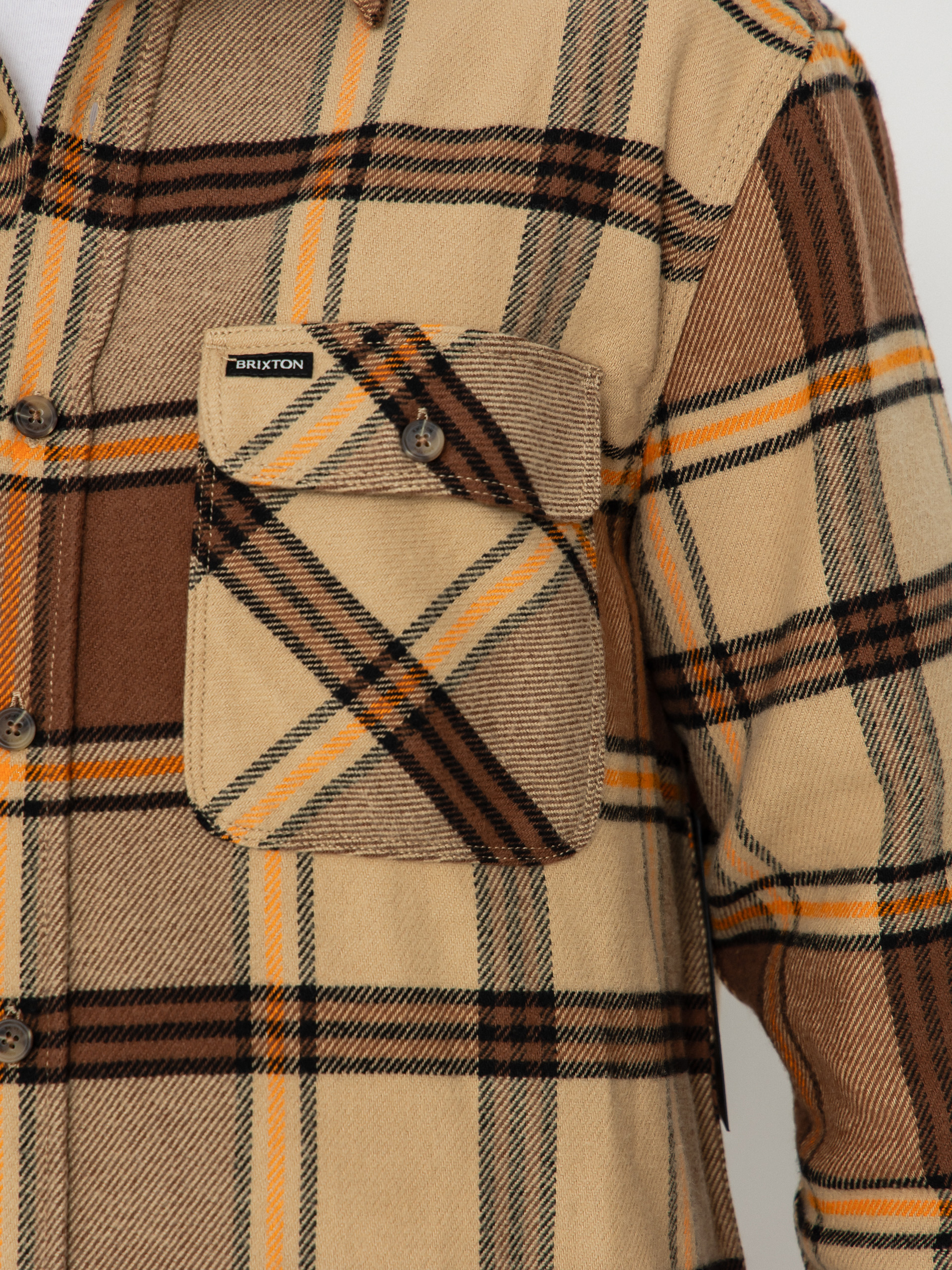 Cămașă Brixton Bowery Flannel (sand/pinecone/solar orange)