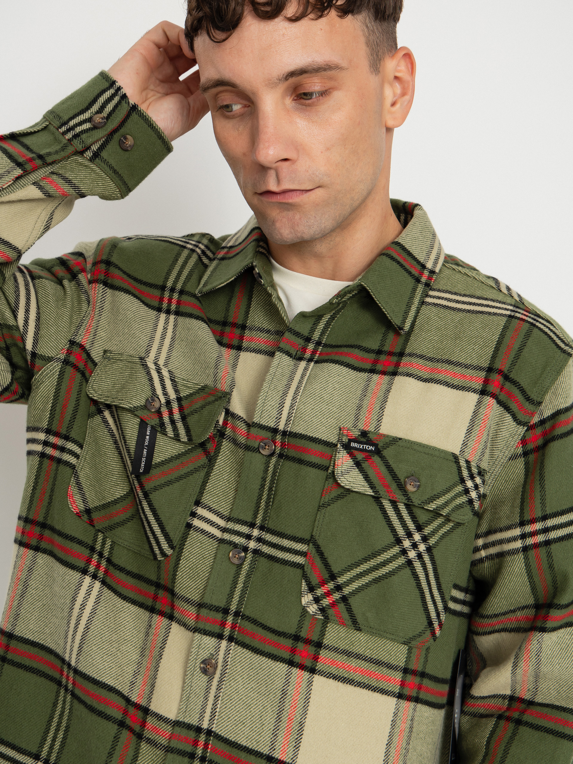 Cămașă Brixton Bowery Flannel (wild green/elm/adrenaline rush)