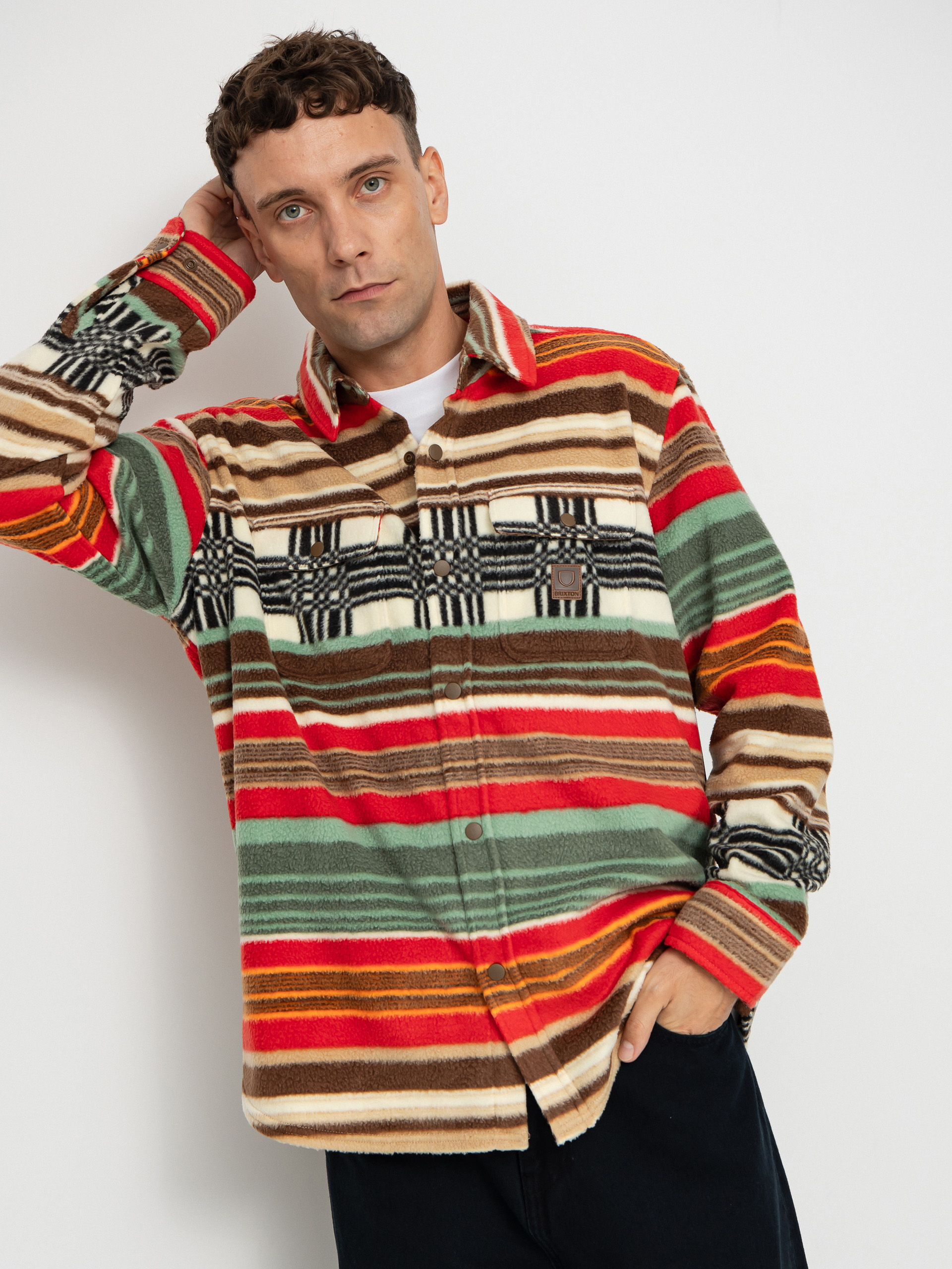 Cu0103mau0219u0103 Brixton Bowery Arctic Stretch Flee (multi blanket stripe)