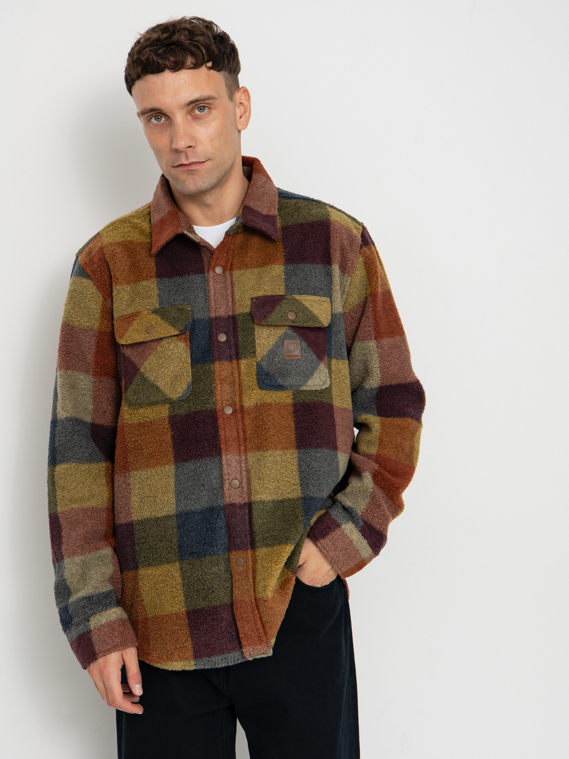 Cămașă Brixton Bowery Arctic Stretch Flee (rust/cooper plaid)