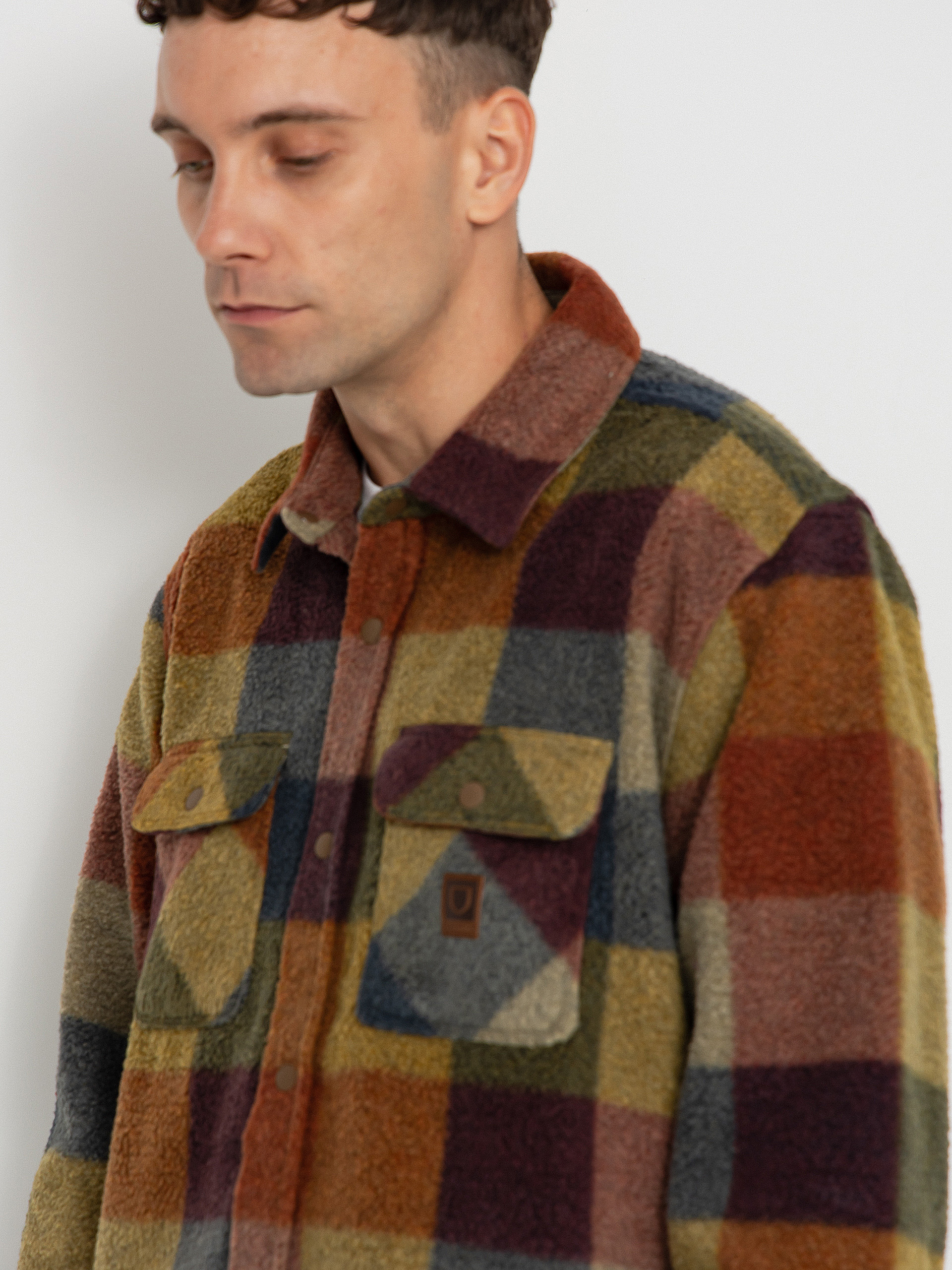 Cămașă Brixton Bowery Arctic Stretch Flee (rust/cooper plaid)