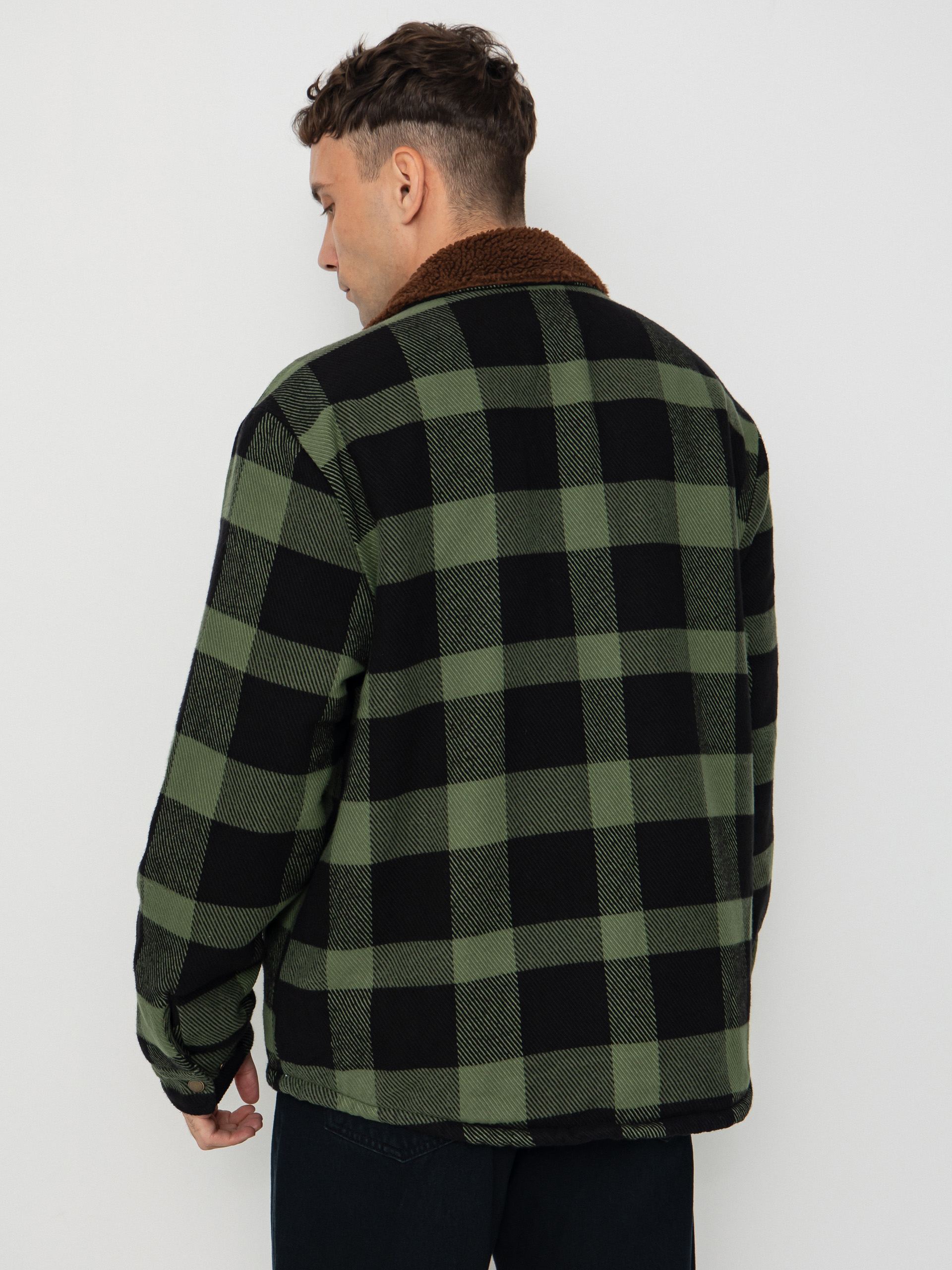 Geacă Brixton Durham Lined (black/wild green flannel)